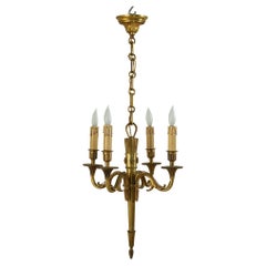 Mid-20th Century French Louis XVI Style Bronze Chandelier with Quiver of Arrows