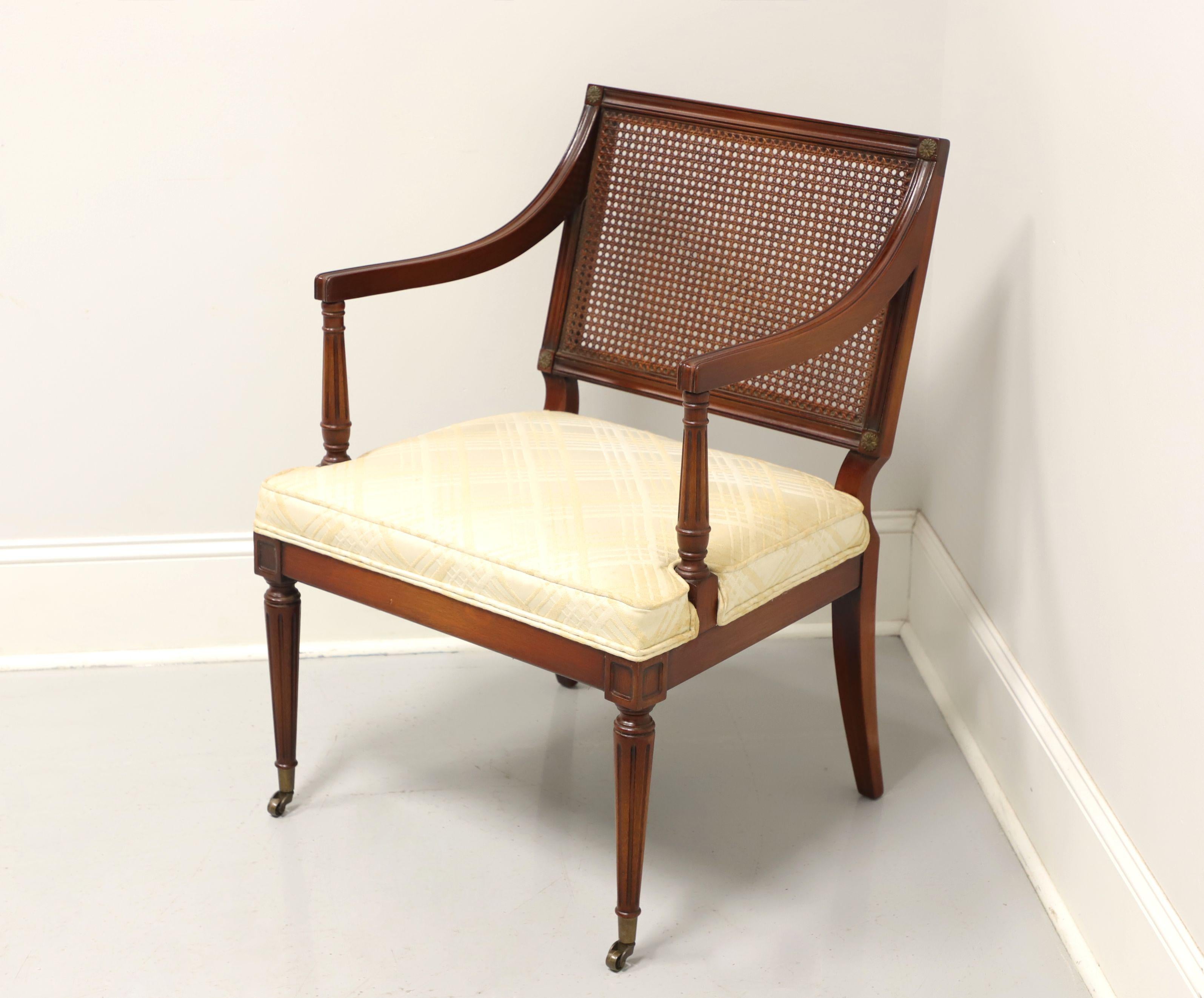 American Mid 20th Century French Louis XVI Style Caned Armchair on Casters