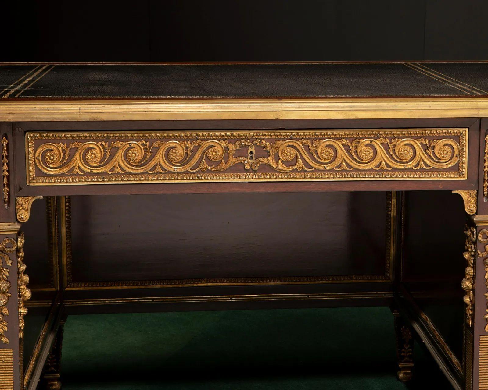 Bronze Mid-20th Century French Louis XVI-Style Executive Desk For Sale