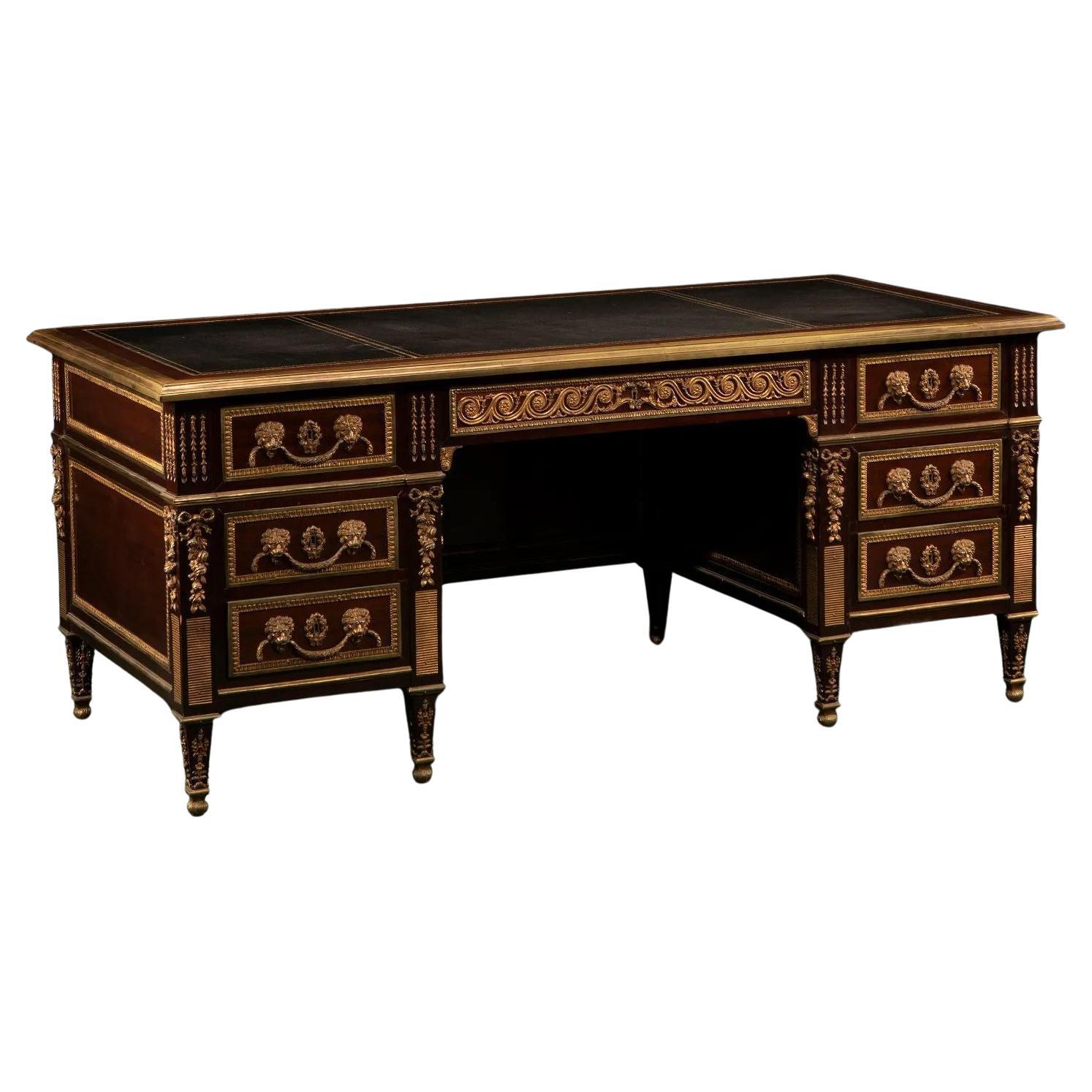 Mid-20th Century French Louis XVI-Style Executive Desk For Sale