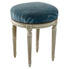 Mid-20th Century French Louis XVI Style Painted Ash and Velvet Vanity Stool