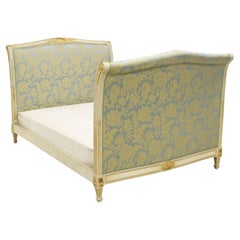 Mid 20th Century French Louis XVI Style Upholstered Alcove Queen Bed