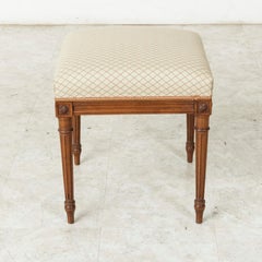 Mid-20th Century French Louis XVI Style Walnut Banquette, Bench, or Vanity Stool