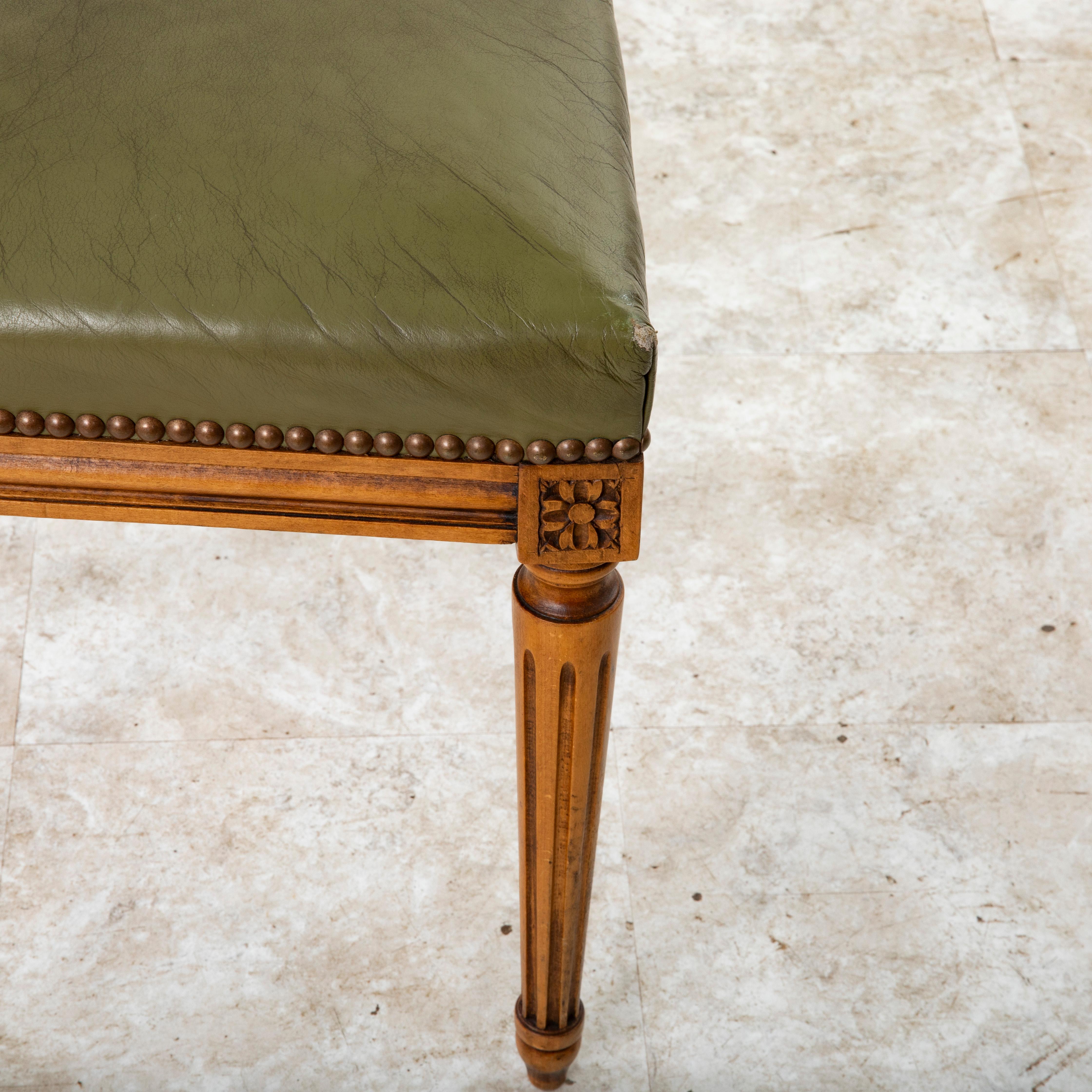 Mid 20th Century French Louis XVI Style Walnut Side Chair or Desk Chair, Leather 4