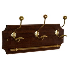 Mid-20th Century French Mahogany Hat and Coat Rack with Tie Bar