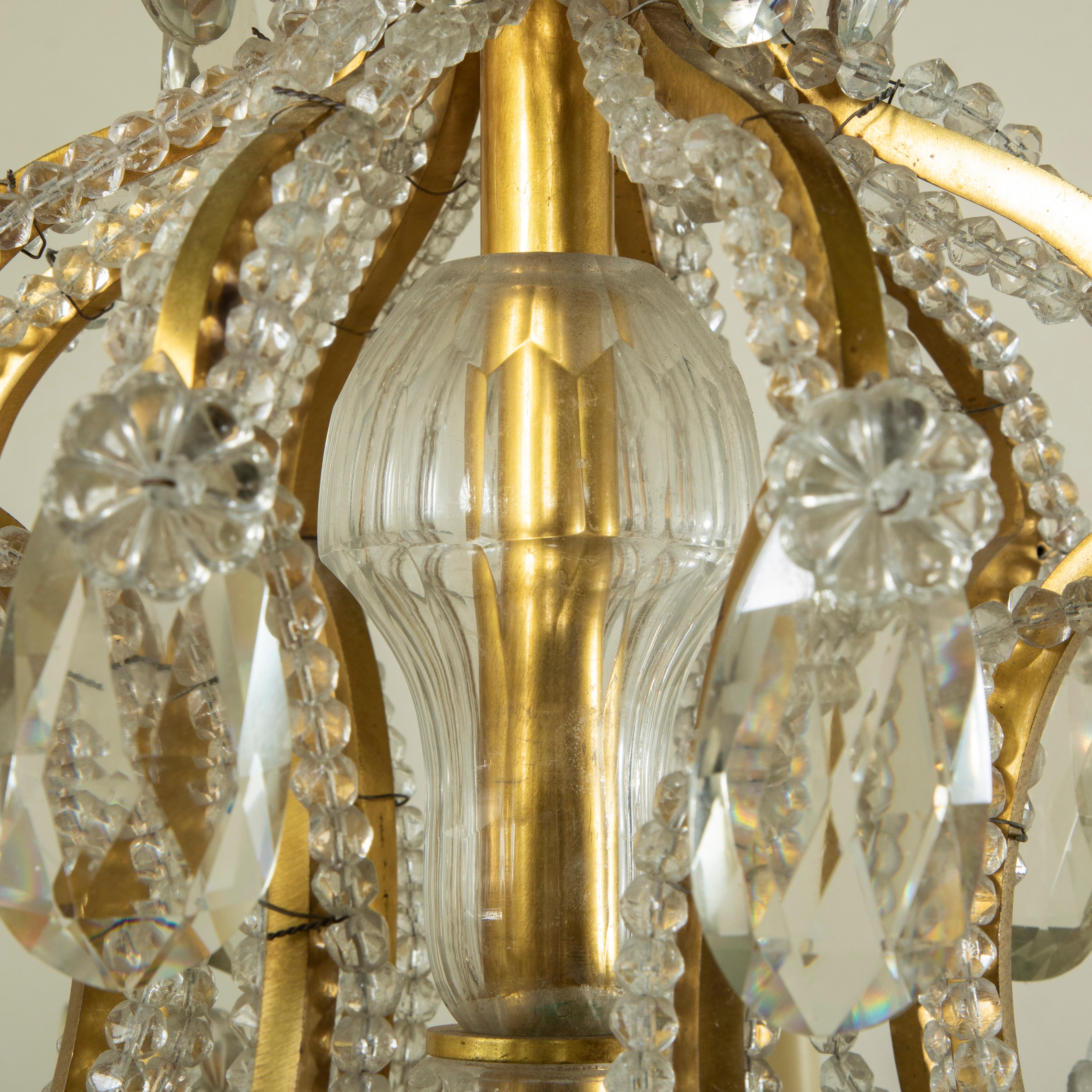 Mid-20th Century French Maison Bagues Bronze and Crystal Chandelier with Angels For Sale 5