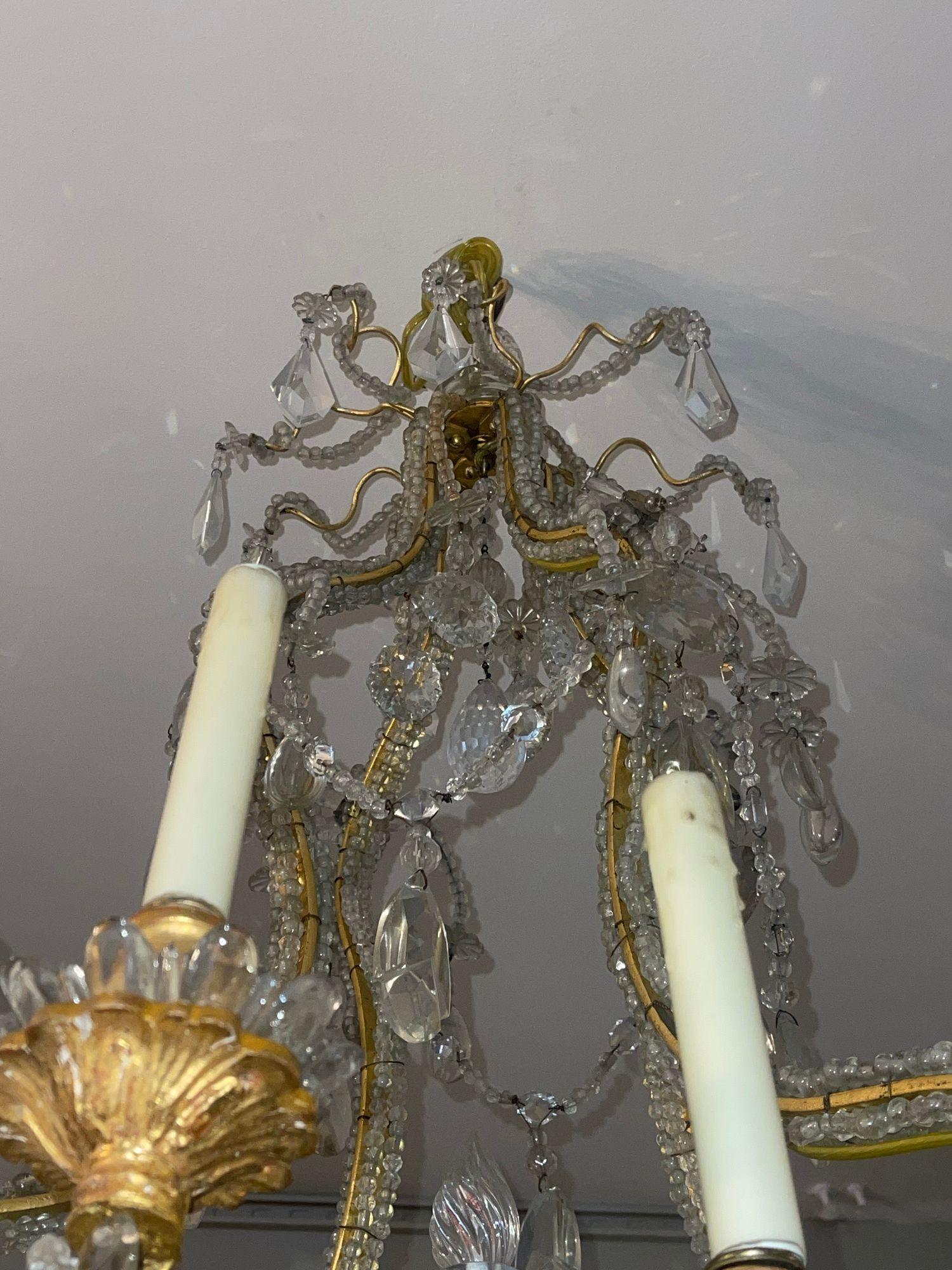 Lampadario in cristallo e ferro dorato della Maison Baguès della metà del XX secolo in vendita 3