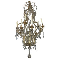 Lampadario in cristallo e ferro dorato della Maison Baguès della metà del XX secolo
