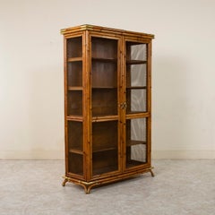 Mid-20th Century French Maison Jansen Bamboo Vitrine, Bookcase, Bibliotheque