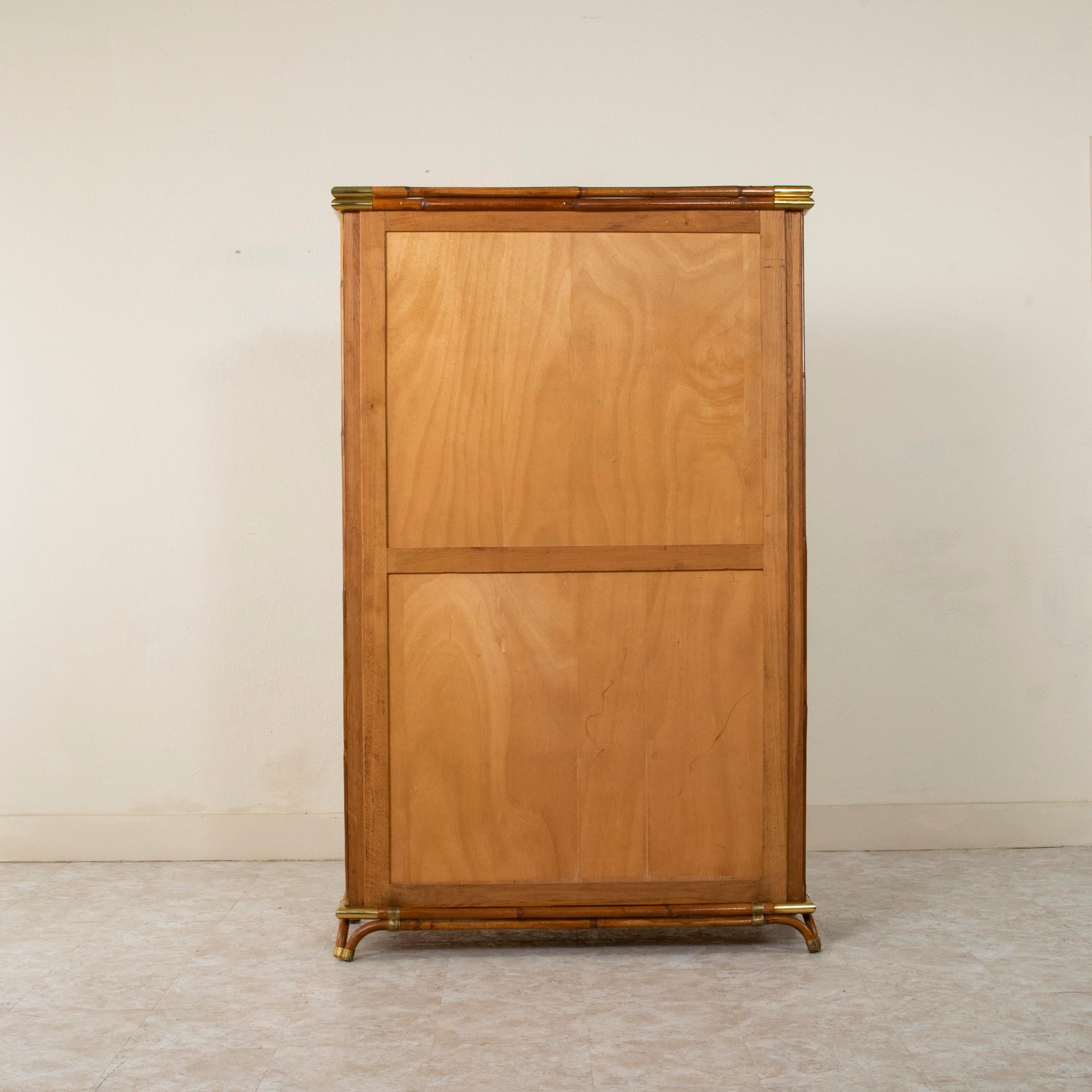 Mid-20th Century French Maison Jansen Bamboo Vitrine, Bookcase, Bibliotheque In Good Condition In Fayetteville, AR