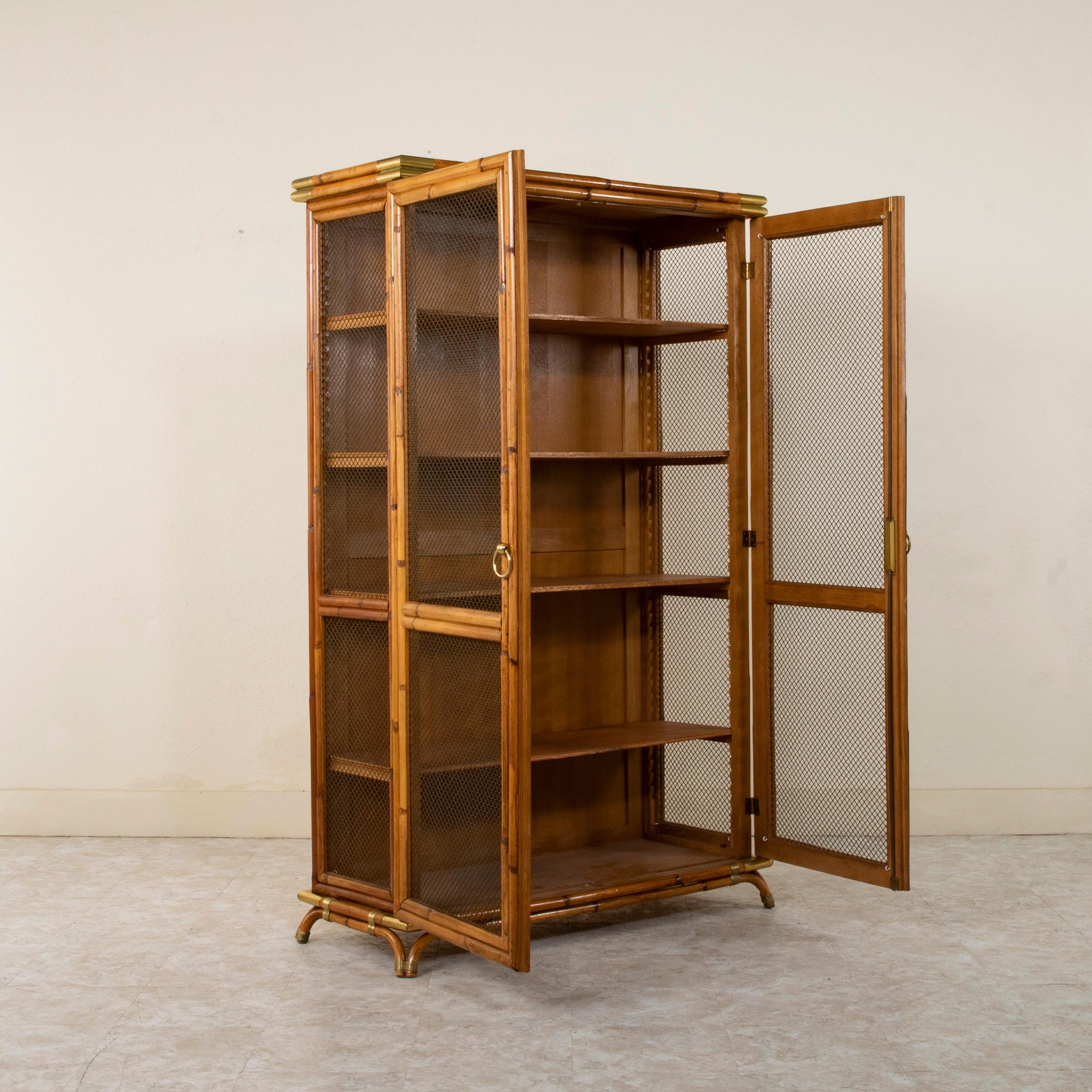 Mid-20th Century French Maison Jansen Bamboo Vitrine, Bookcase, Bibliotheque 1