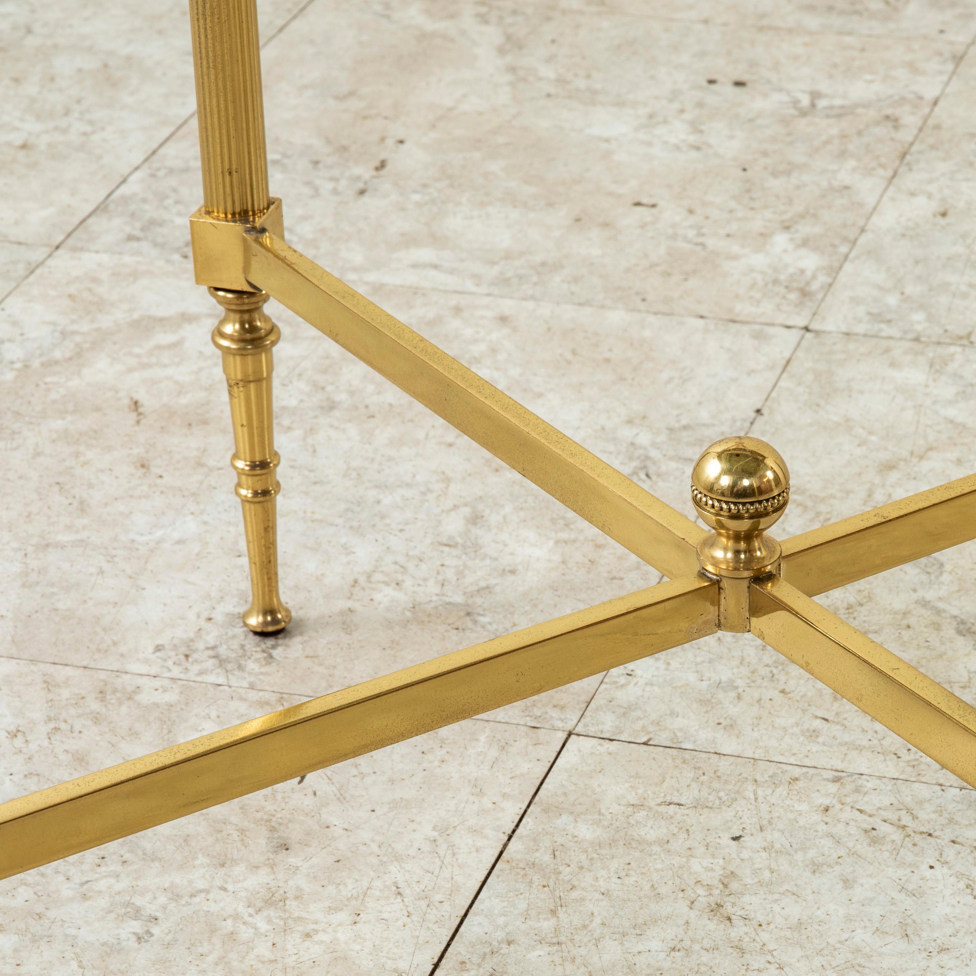 Mid-20th Century French Maison Jansen Brass and Glass Side Tables or End Tables 10