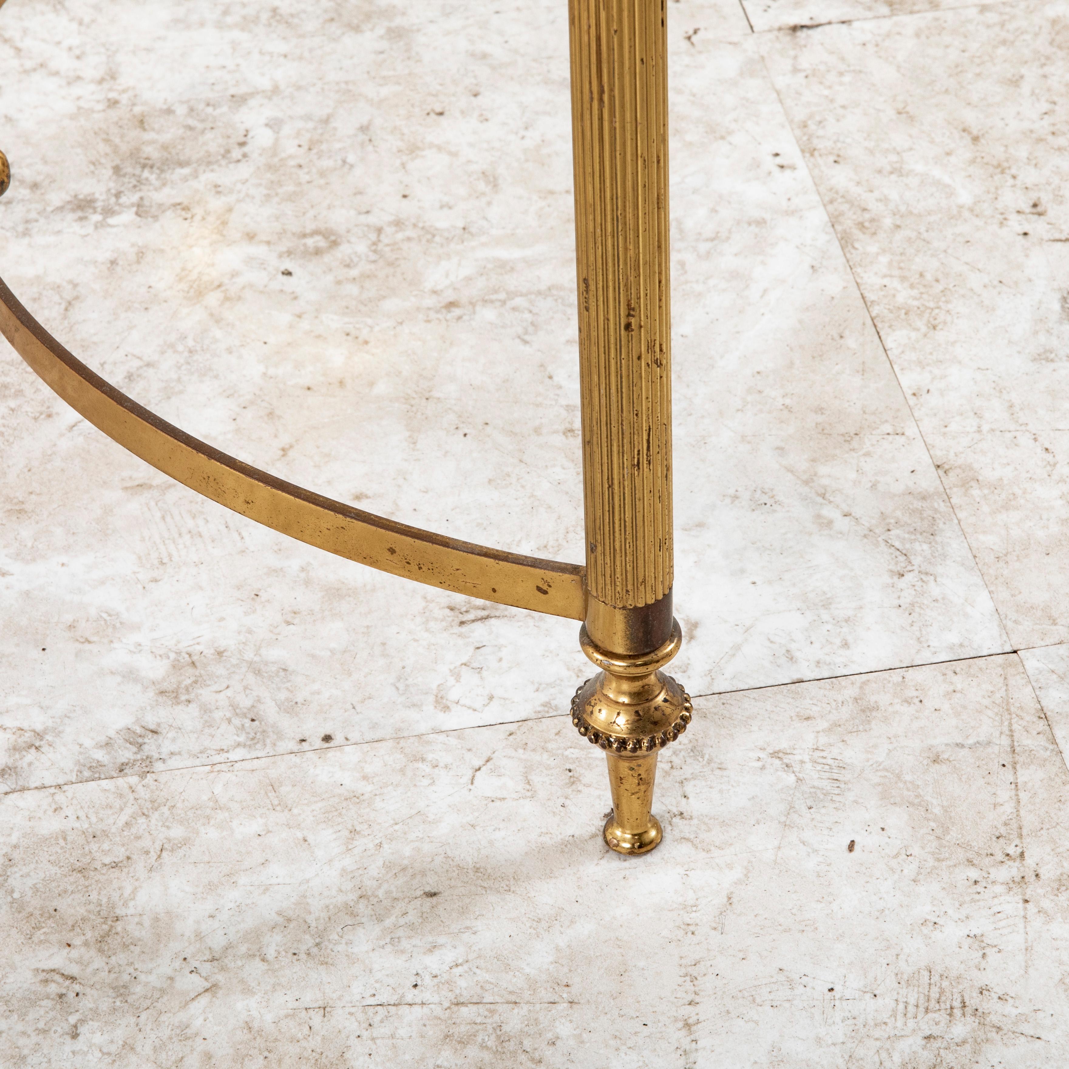 Mid-20th Century French Marble and Brass Coffee Table, Cocktail Table 10