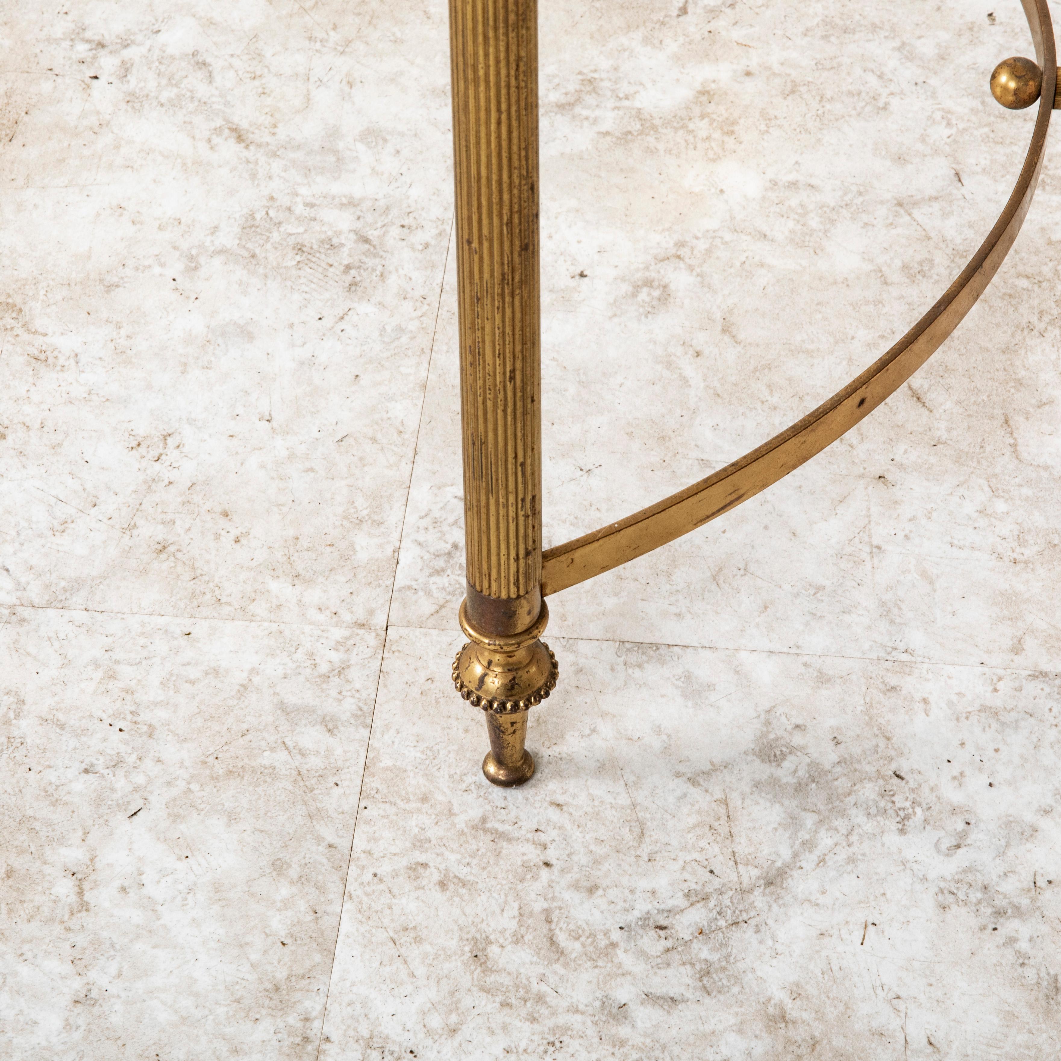Mid-20th Century French Marble and Brass Coffee Table, Cocktail Table 11