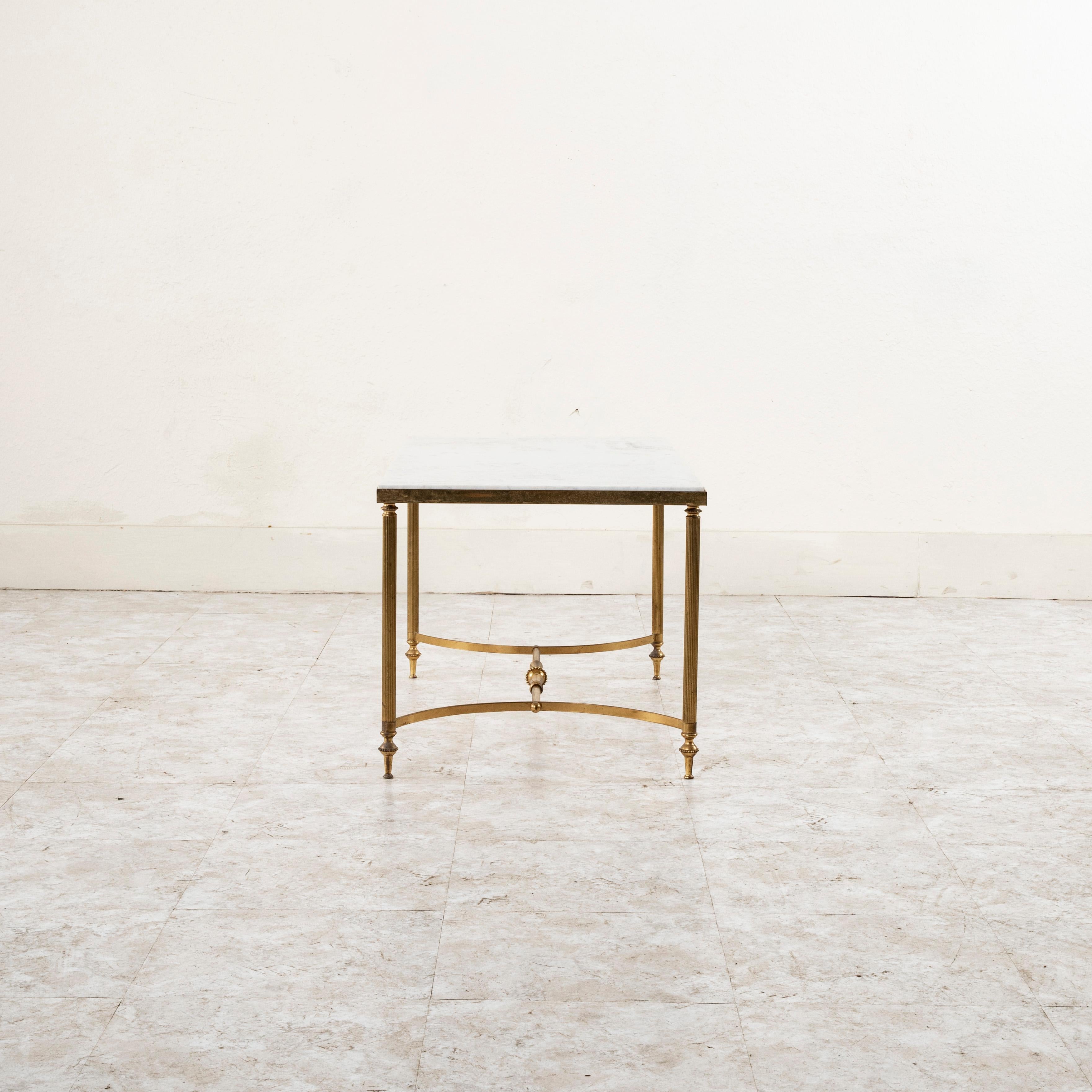 Mid-20th Century French Marble and Brass Coffee Table, Cocktail Table 2