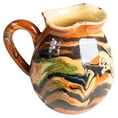 Mid-20th Century French Marbled Glazed Terracotta Pitcher, “Les Uravis”