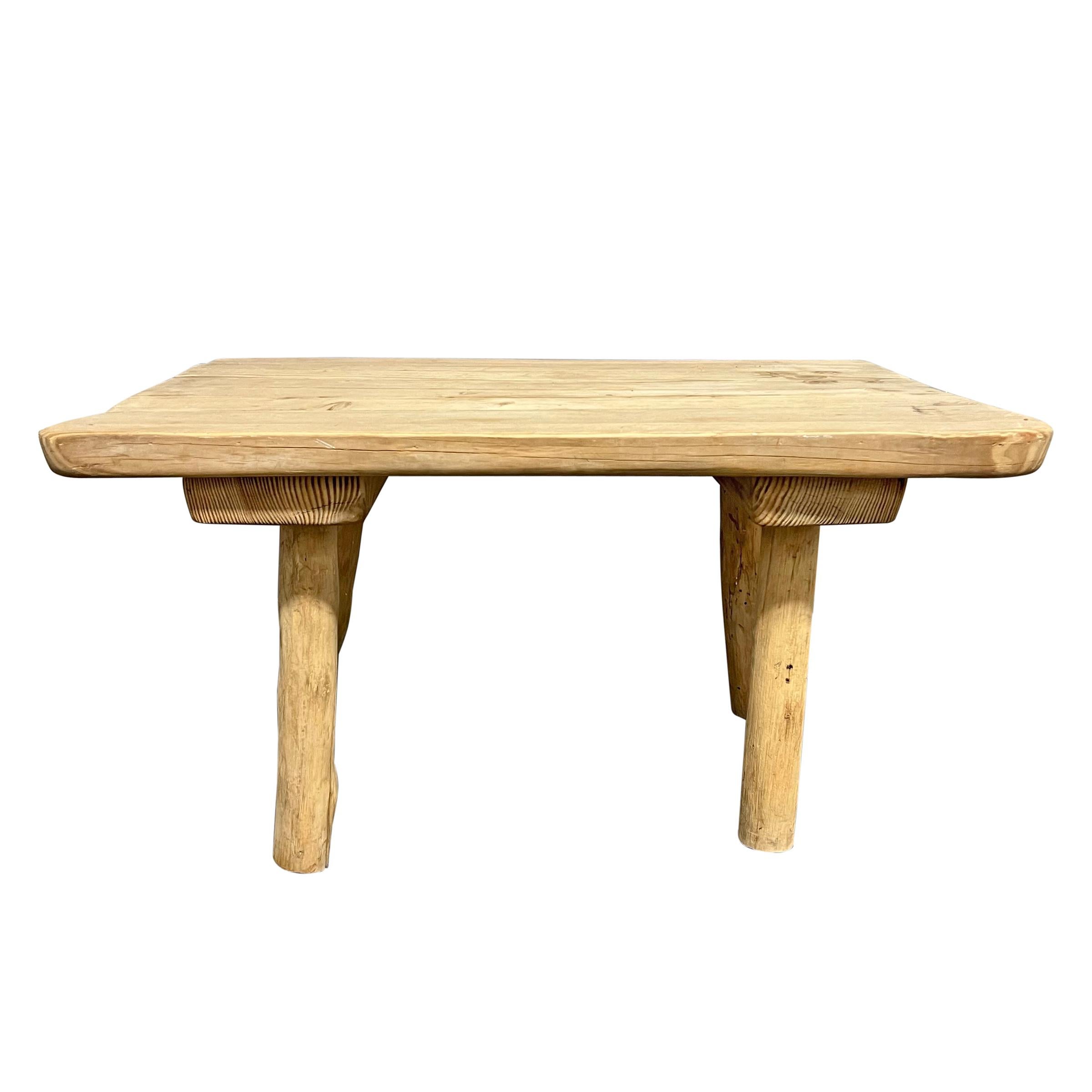 Hand-Crafted Mid-20th Century French Modernist Pine Low Table For Sale