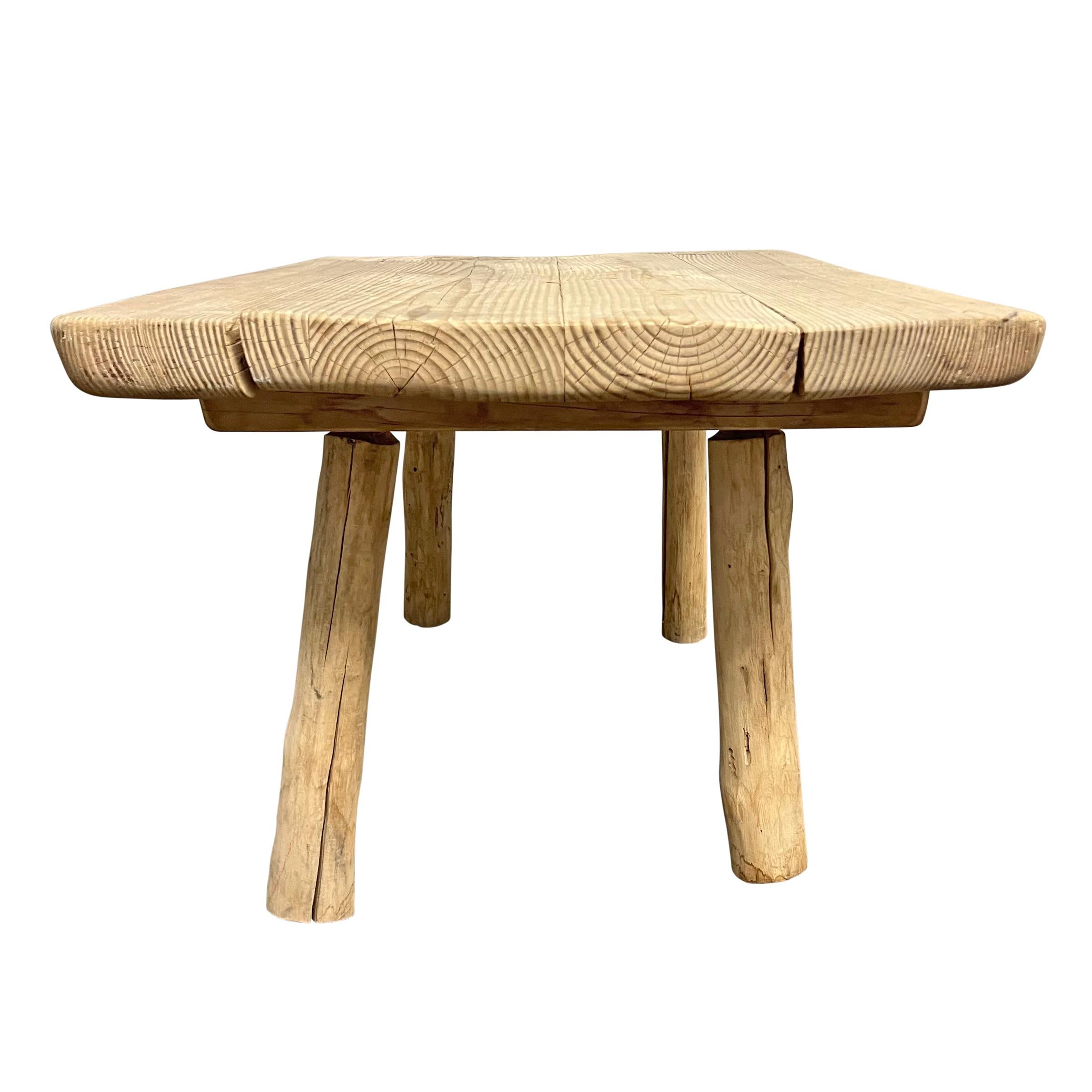 Mid-20th Century French Modernist Pine Low Table For Sale 2