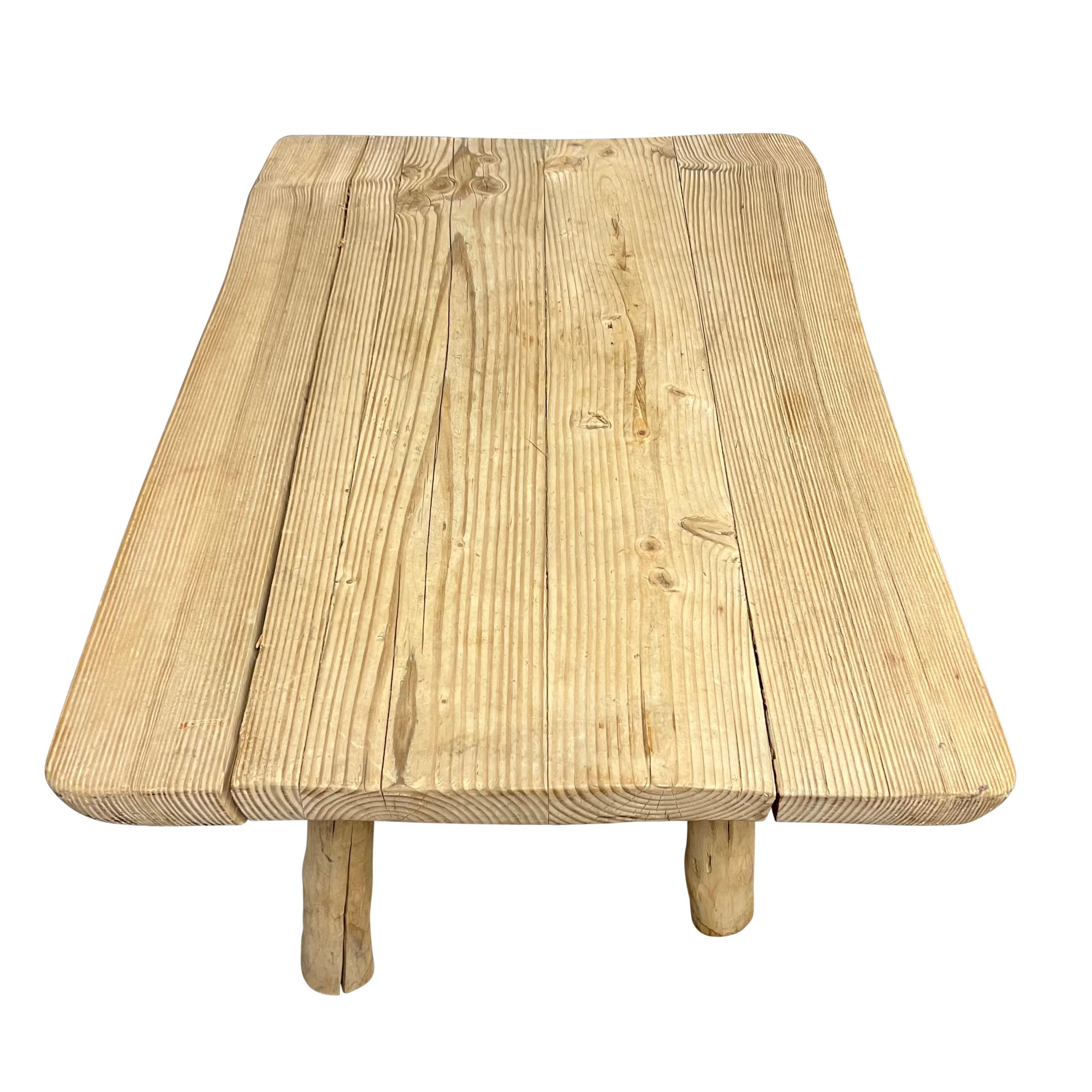 Mid-20th Century French Modernist Pine Low Table For Sale 3