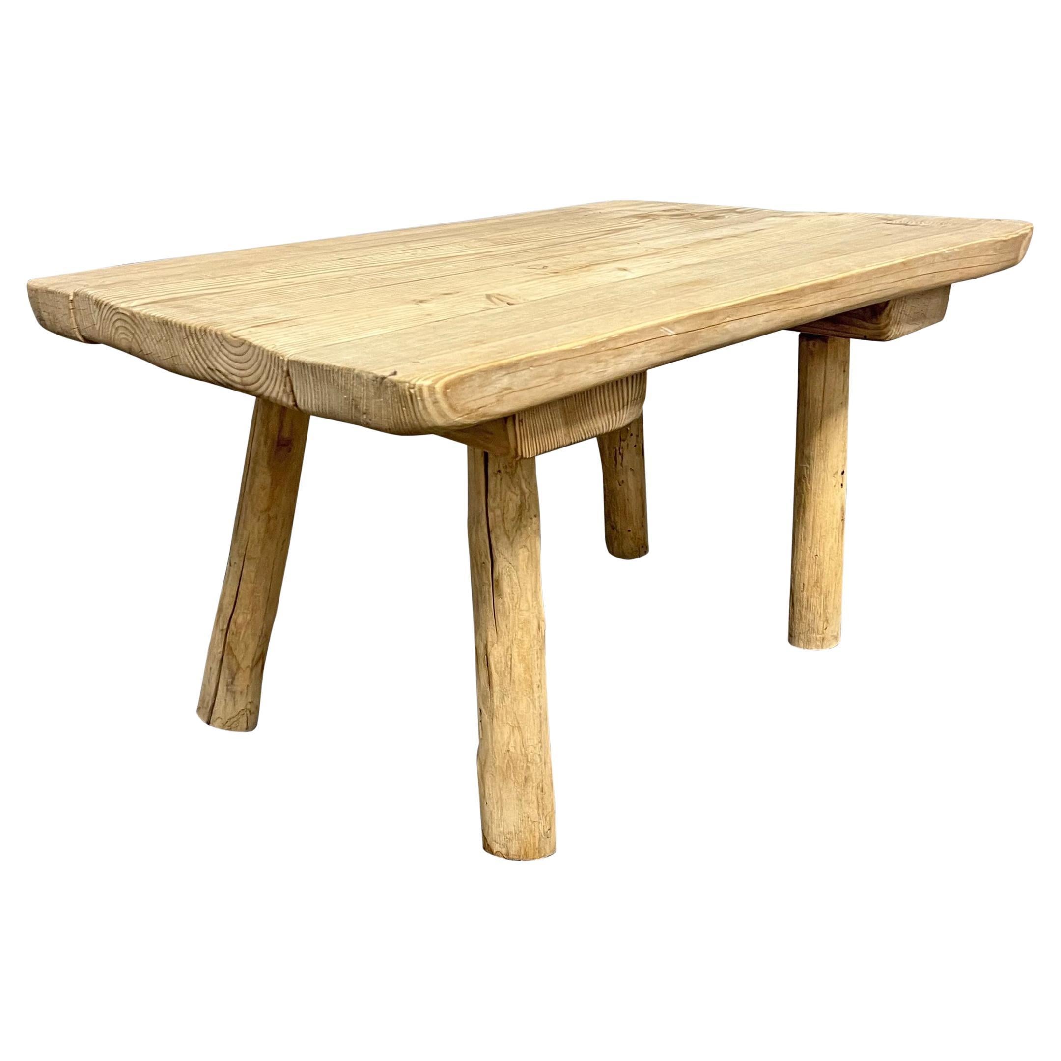 Mid-20th Century French Modernist Pine Low Table For Sale