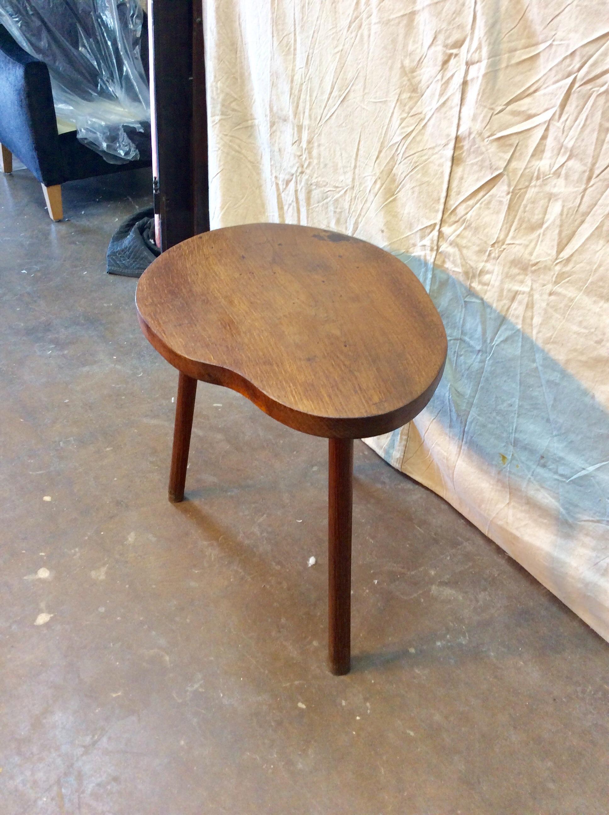 Hand-Crafted Mid-20th Century French Oak Biomorphic Side Table