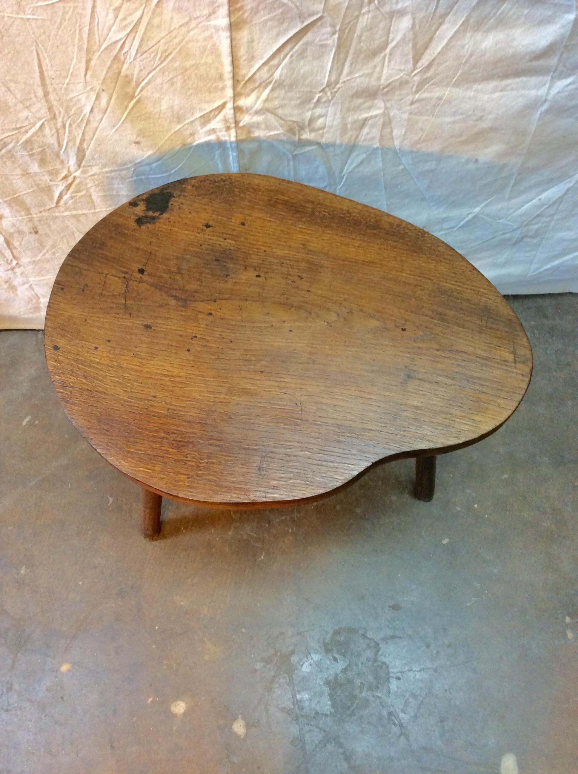 Mid-20th Century French Oak Biomorphic Side Table In Good Condition In Burton, TX
