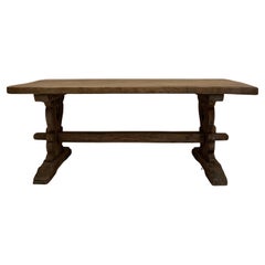 Mid 20th Century French Oak Refectory Dining Table Seats 8