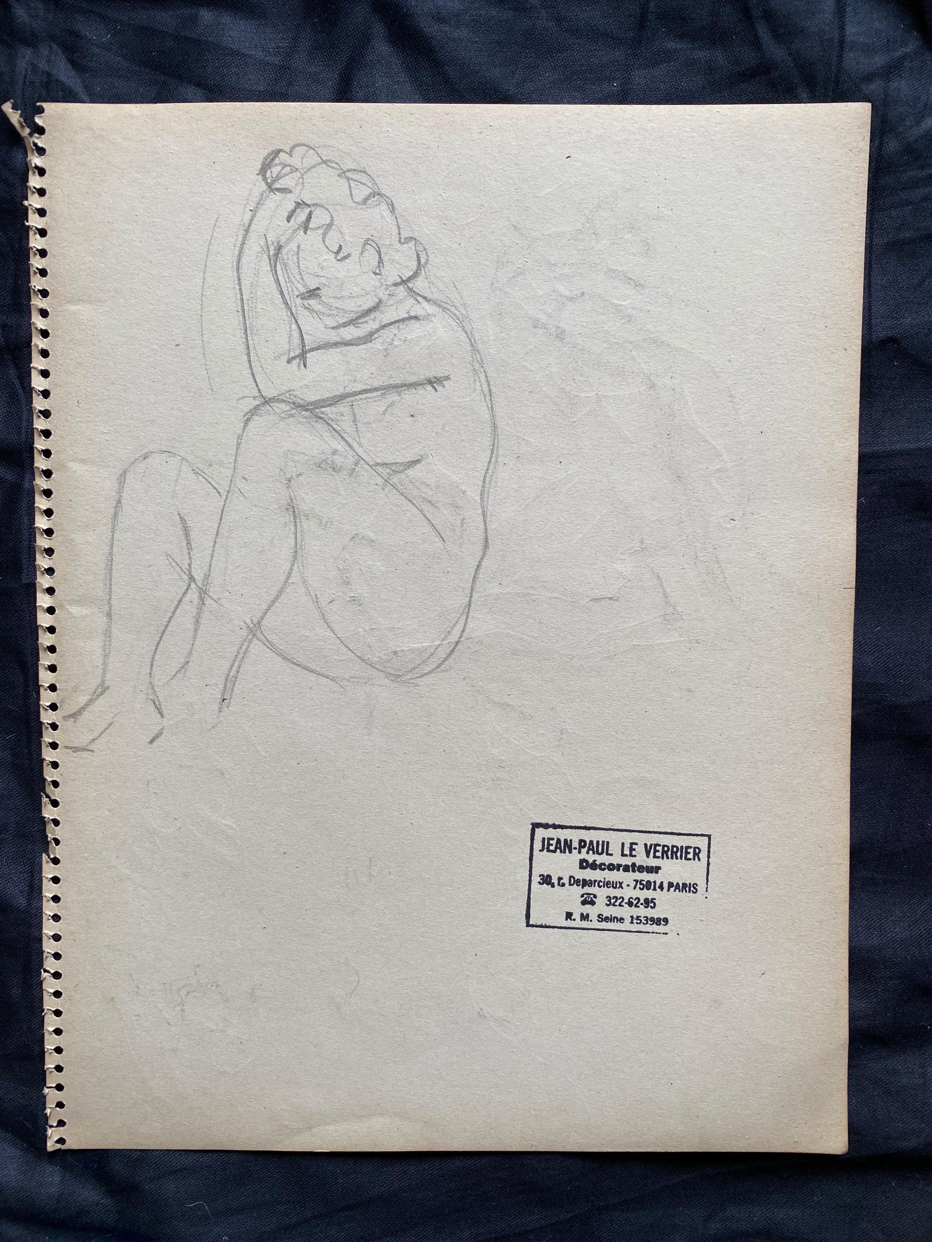 Portrait sketch
original drawing by Jean-Paul LE VERRIER (1922-1996)
studio stamped
pencil drawing on paper, unframed
Double sided
10.5x 8.25 inches

provenance: private collection of the artists work, Paris

Wonderful original mid-20th