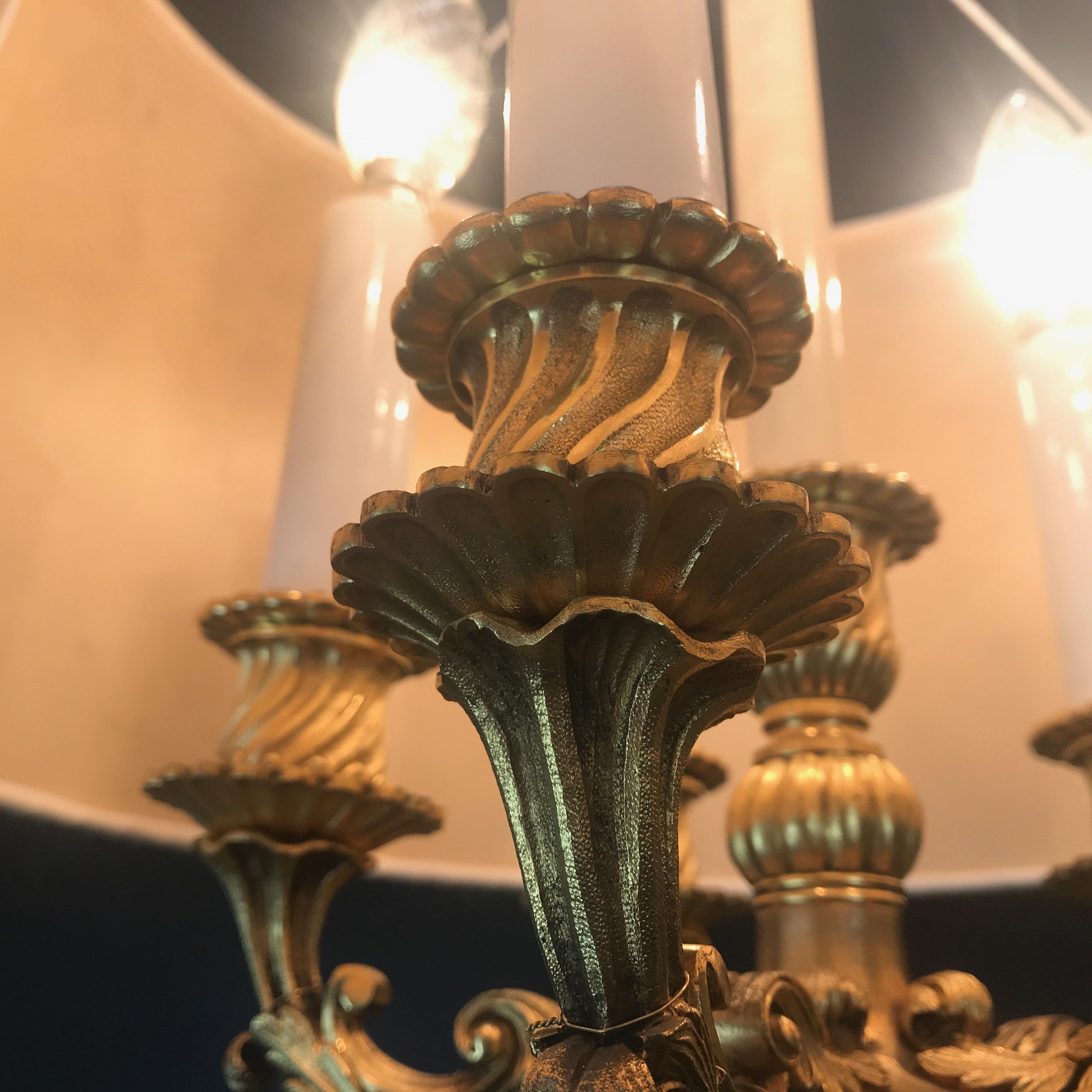 Mid-20th Century French Ormolu Table Lamp Five-Arm Candelabra 10