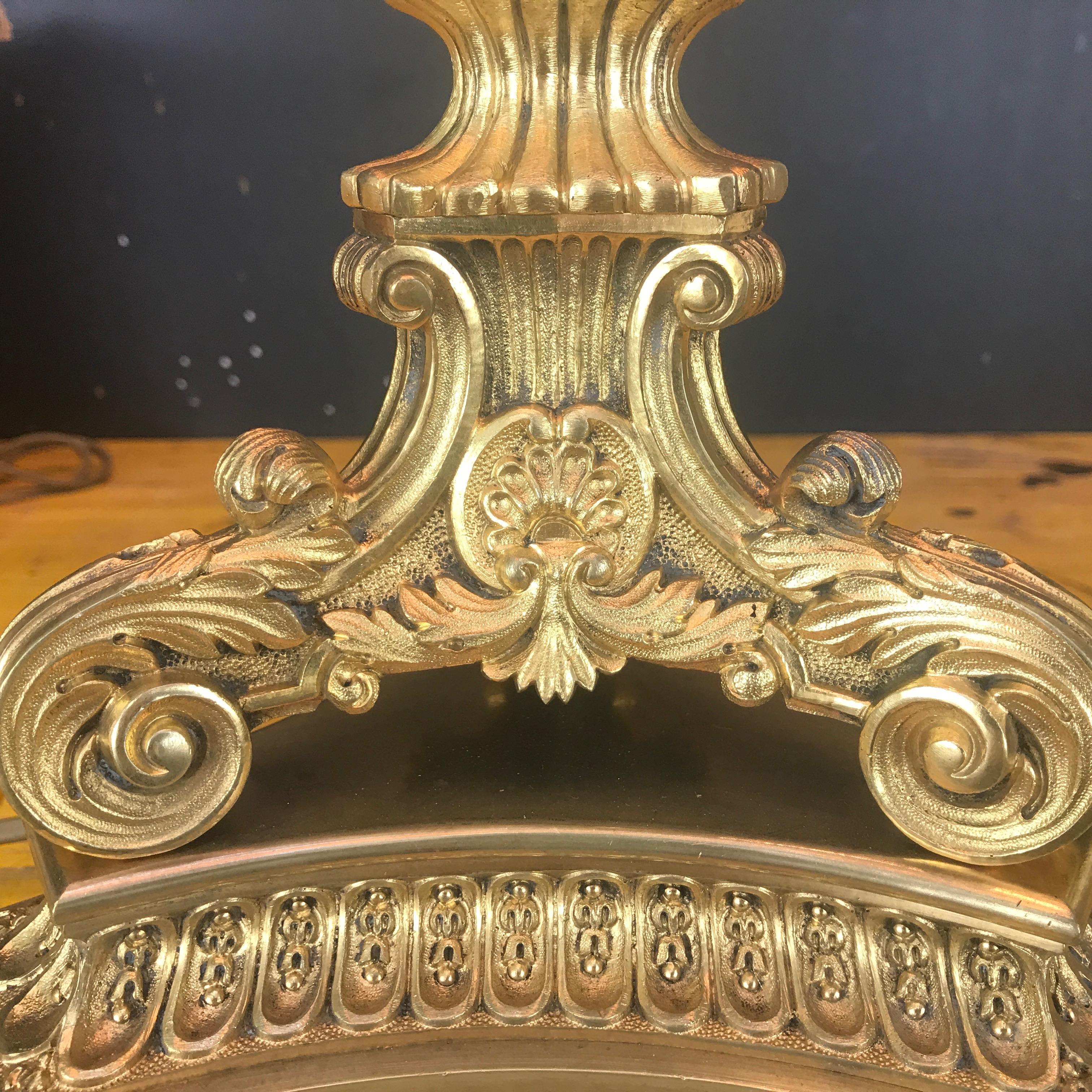 Mid-20th Century French Ormolu Table Lamp Five-Arm Candelabra In Good Condition In Milan, IT