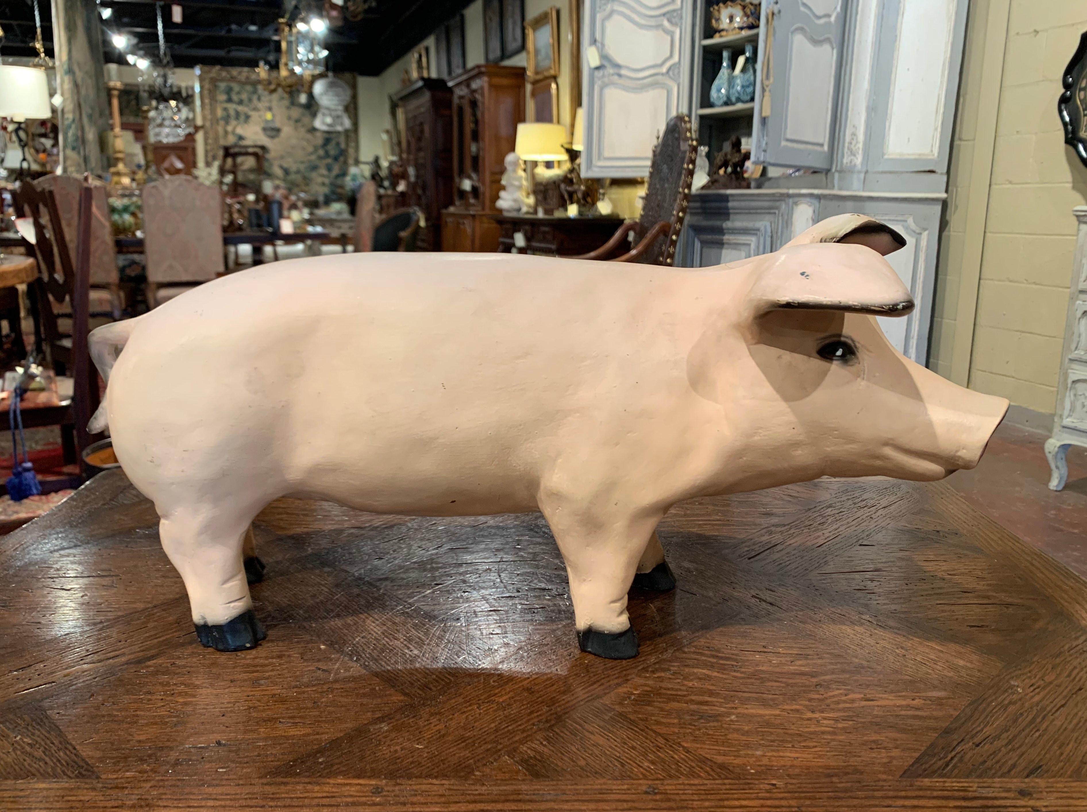 Acrylic Mid-20th Century French Painted Pig Sculpture