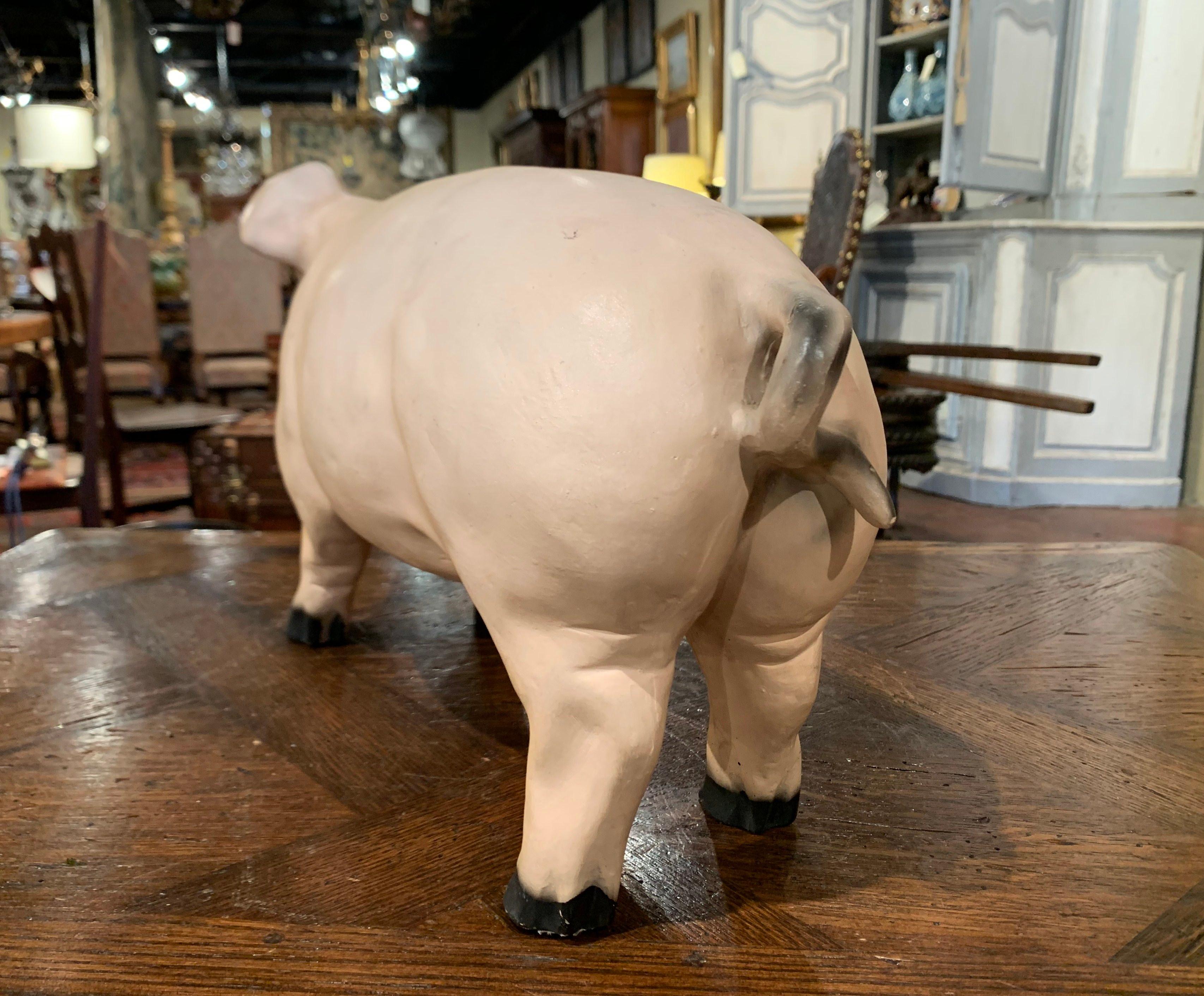 Mid-20th Century French Painted Pig Sculpture 2