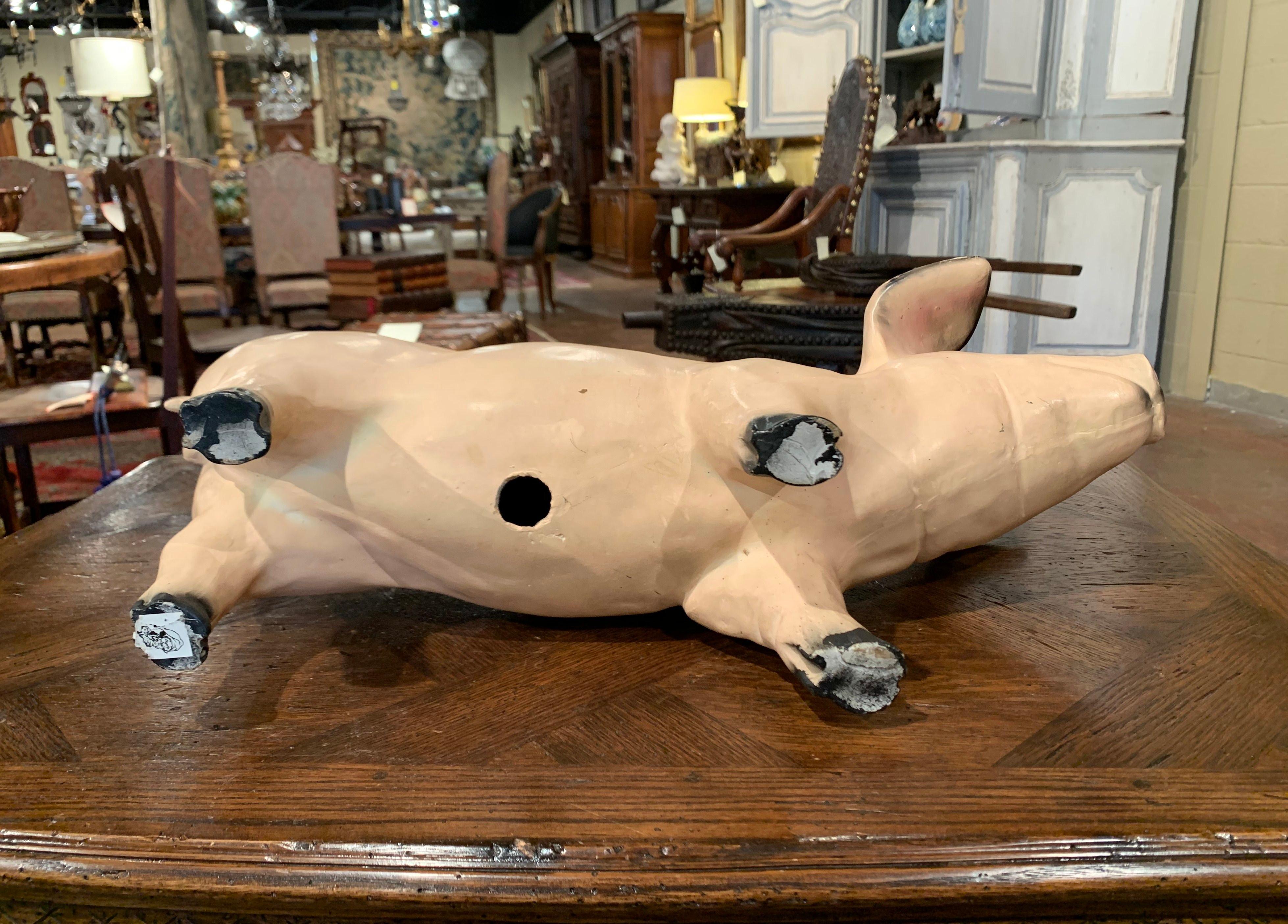 Mid-20th Century French Painted Pig Sculpture 3