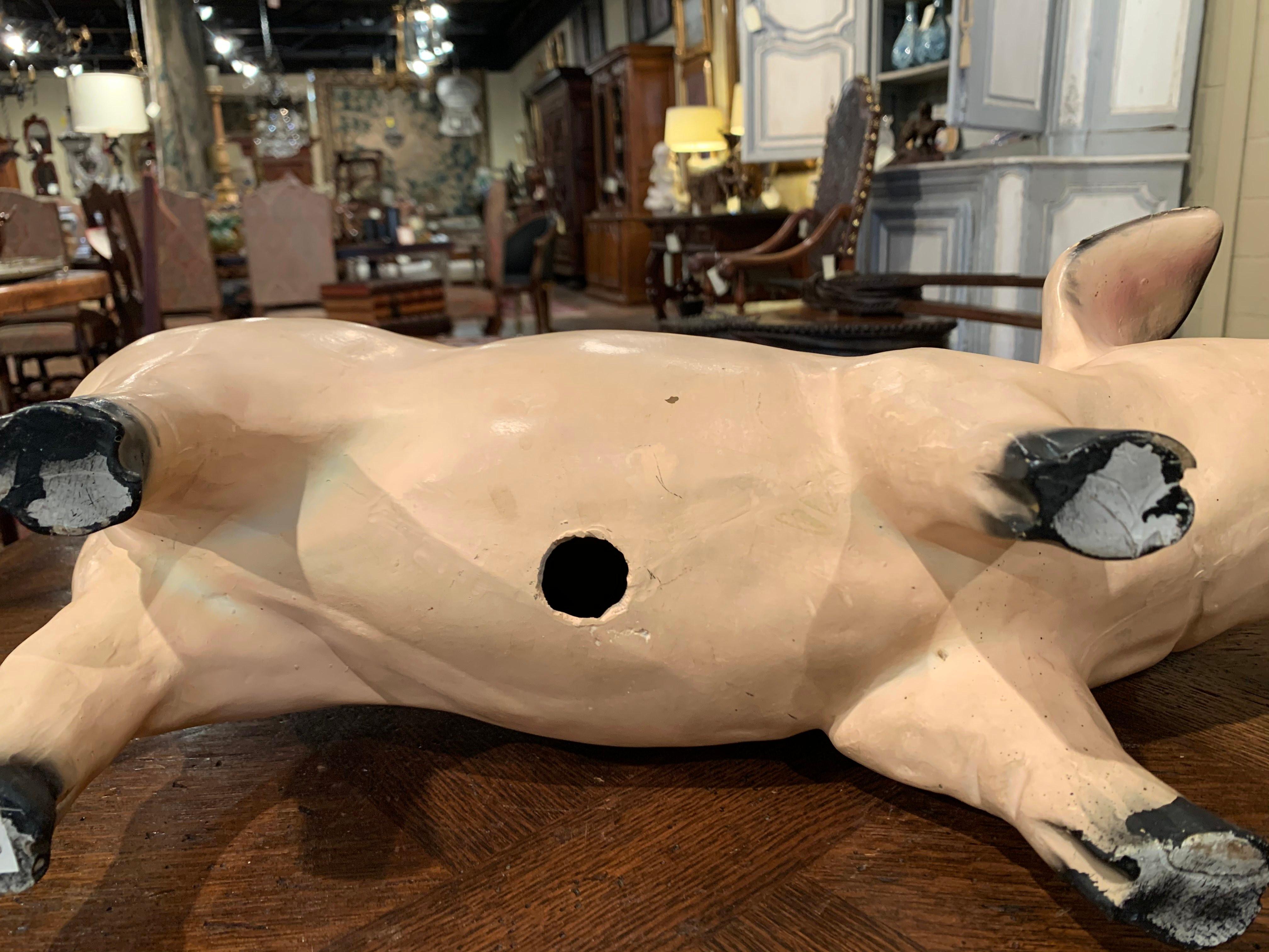 Mid-20th Century French Painted Pig Sculpture 4