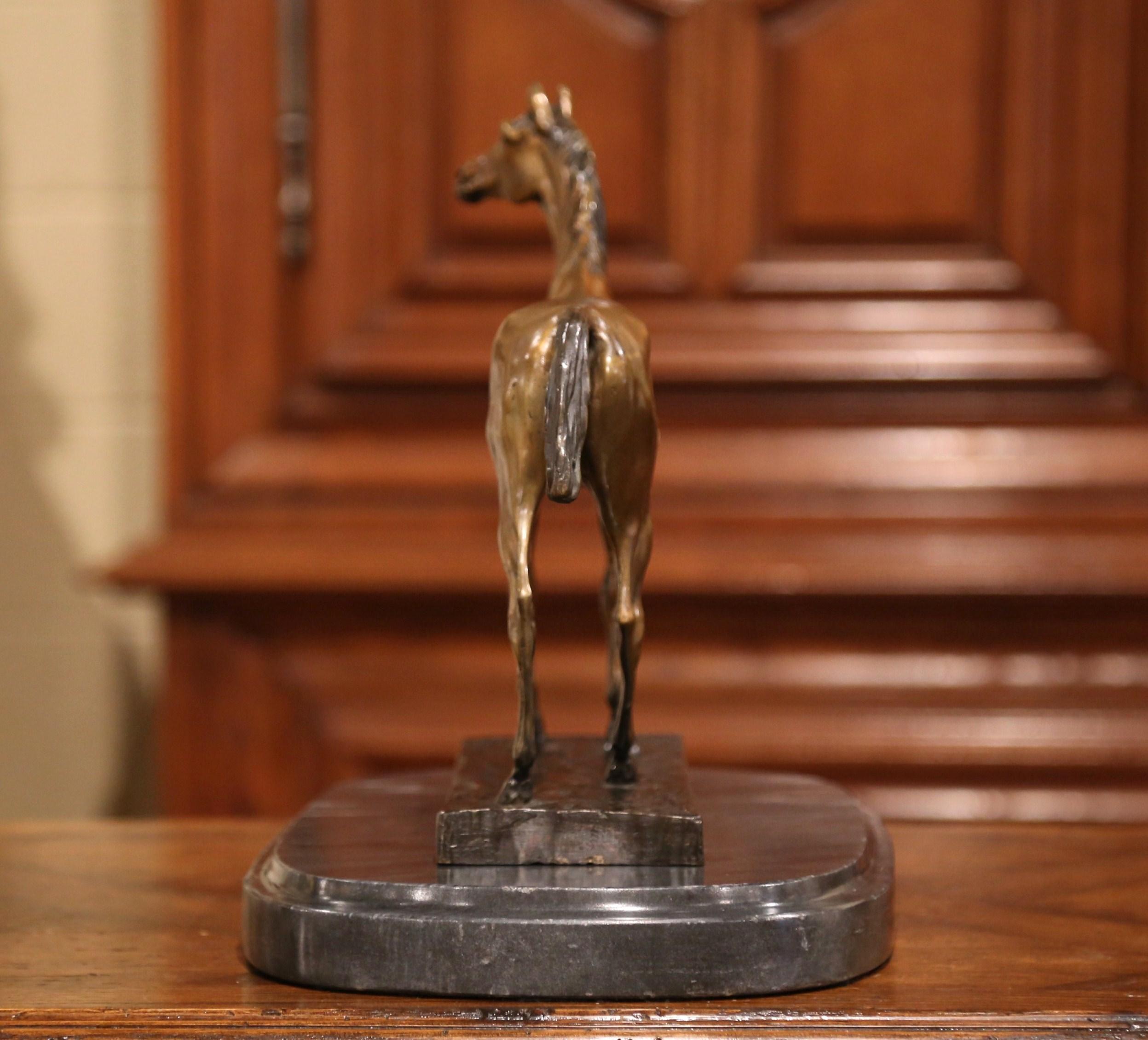 Mid-20th Century French Patinated Bronze Horse on Marble Base after J. Moigniez 5