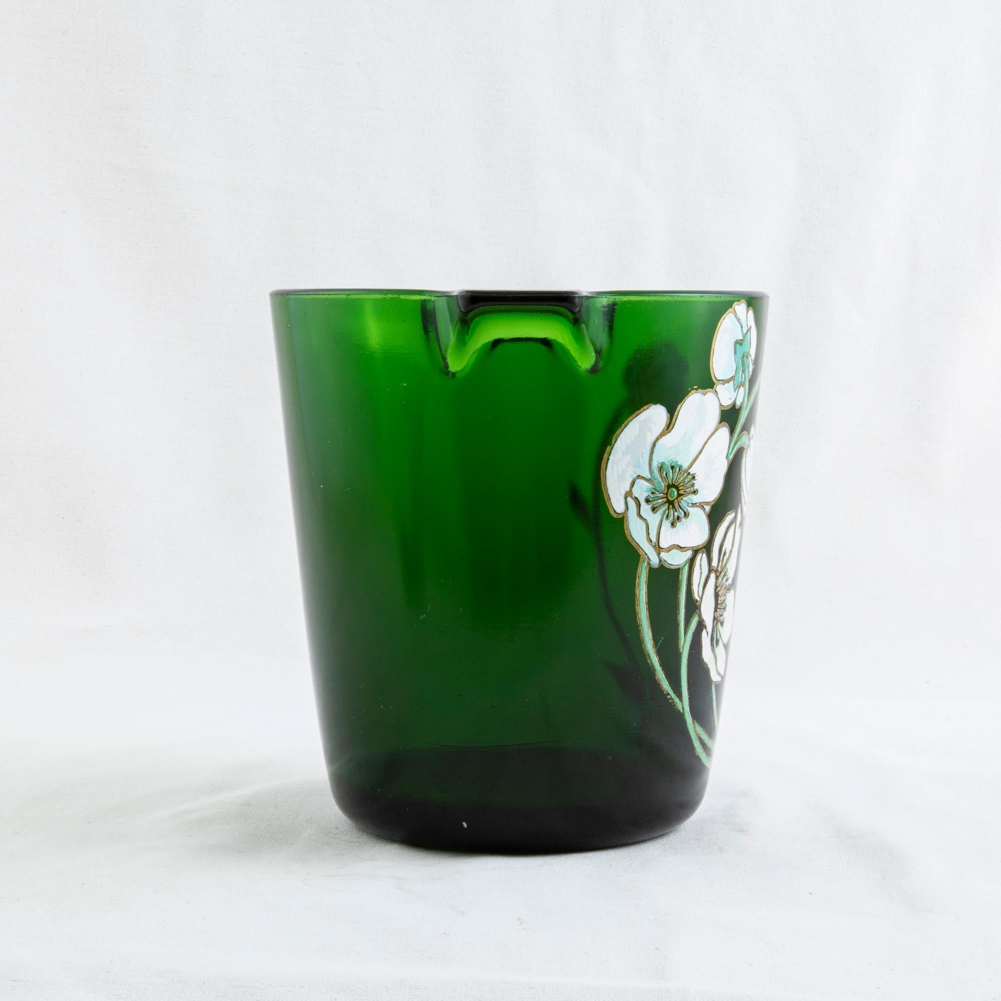 Mid-20th Century French Perrier Jouet Glass Champagne Bucket with Enamel In Good Condition In Fayetteville, AR