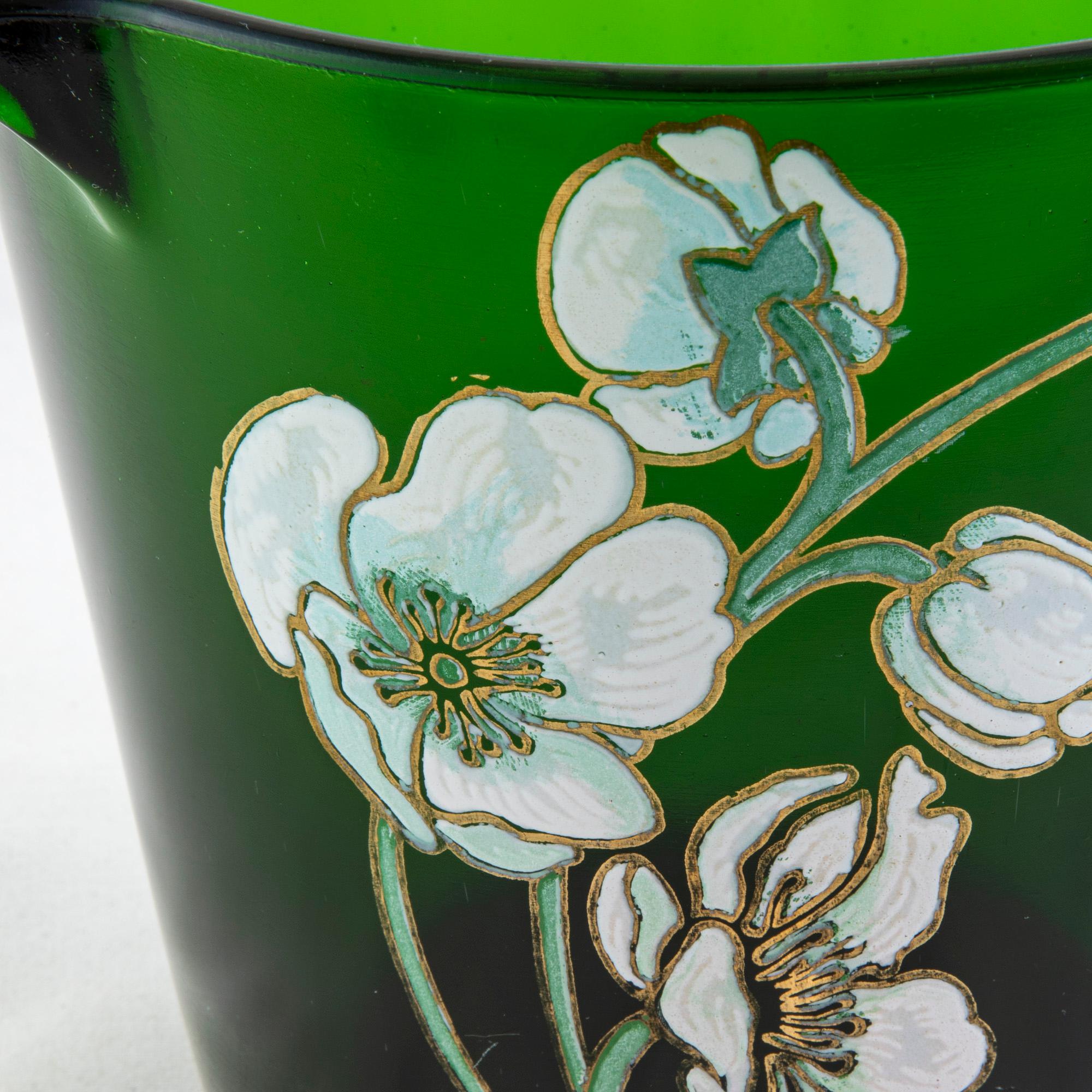 Mid-20th Century French Perrier Jouet Glass Champagne Bucket with Enamel 1