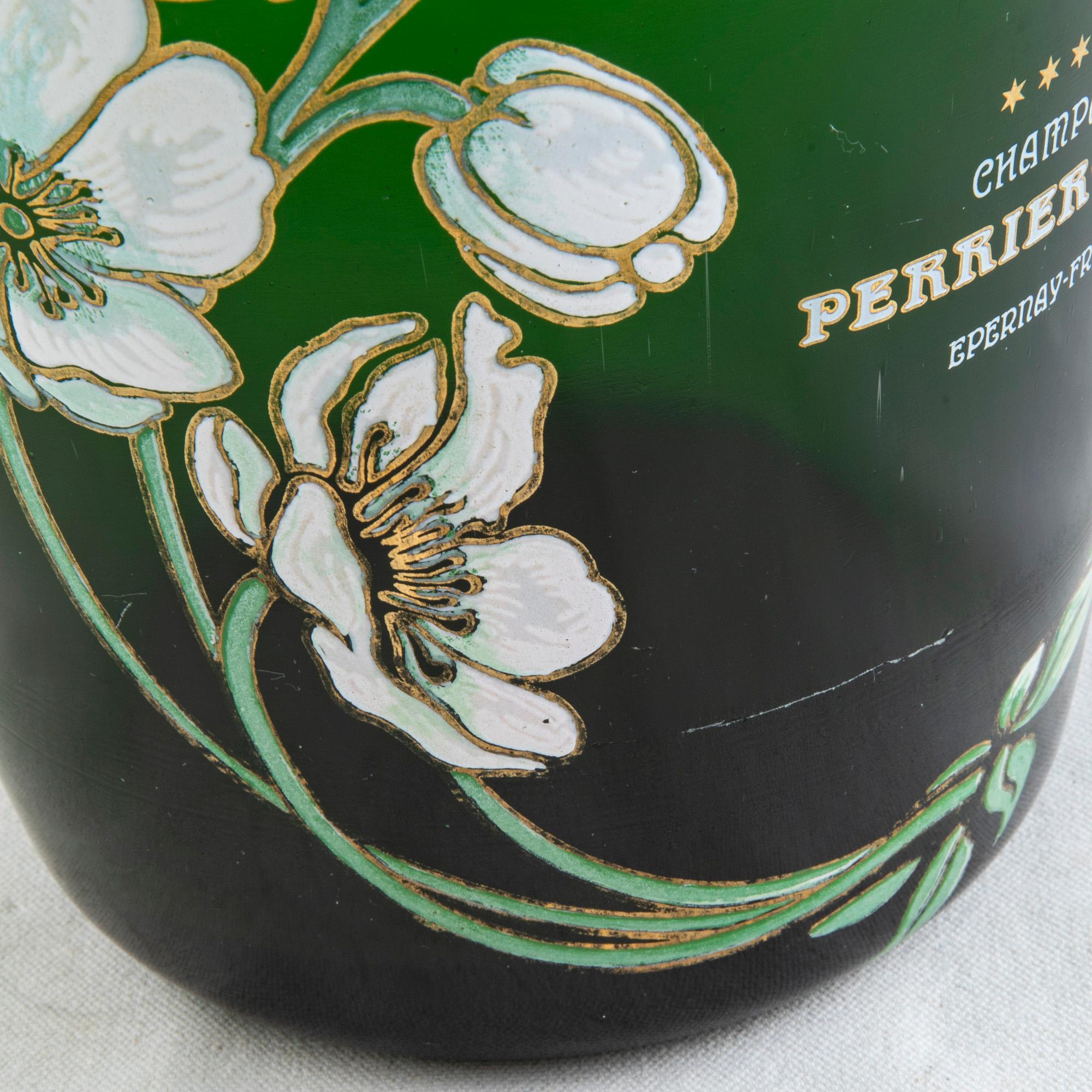 Mid-20th Century French Perrier Jouet Glass Champagne Bucket with Enamel 2