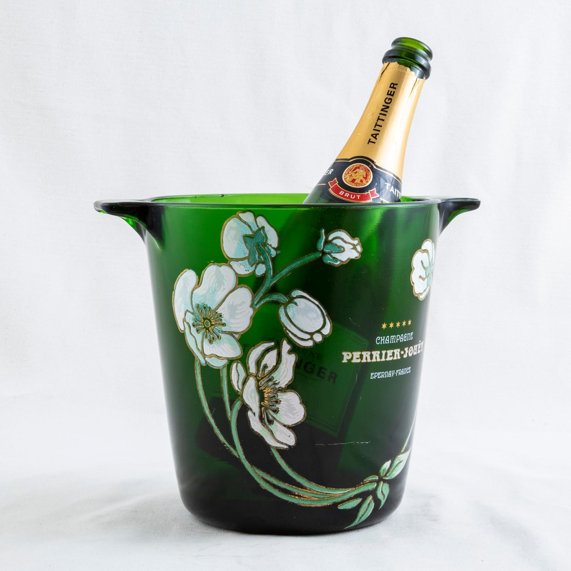 Mid-20th Century French Perrier Jouet Glass Champagne Bucket with Enamel 4