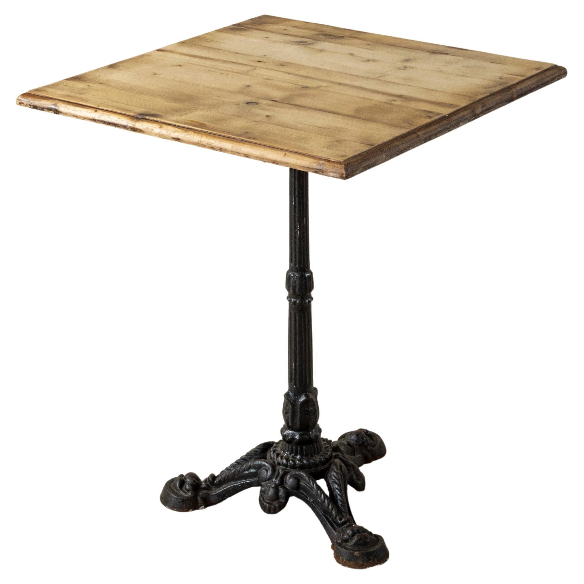 Mid-20th Century French Pine and Cast Iron Bistro Table For Sale