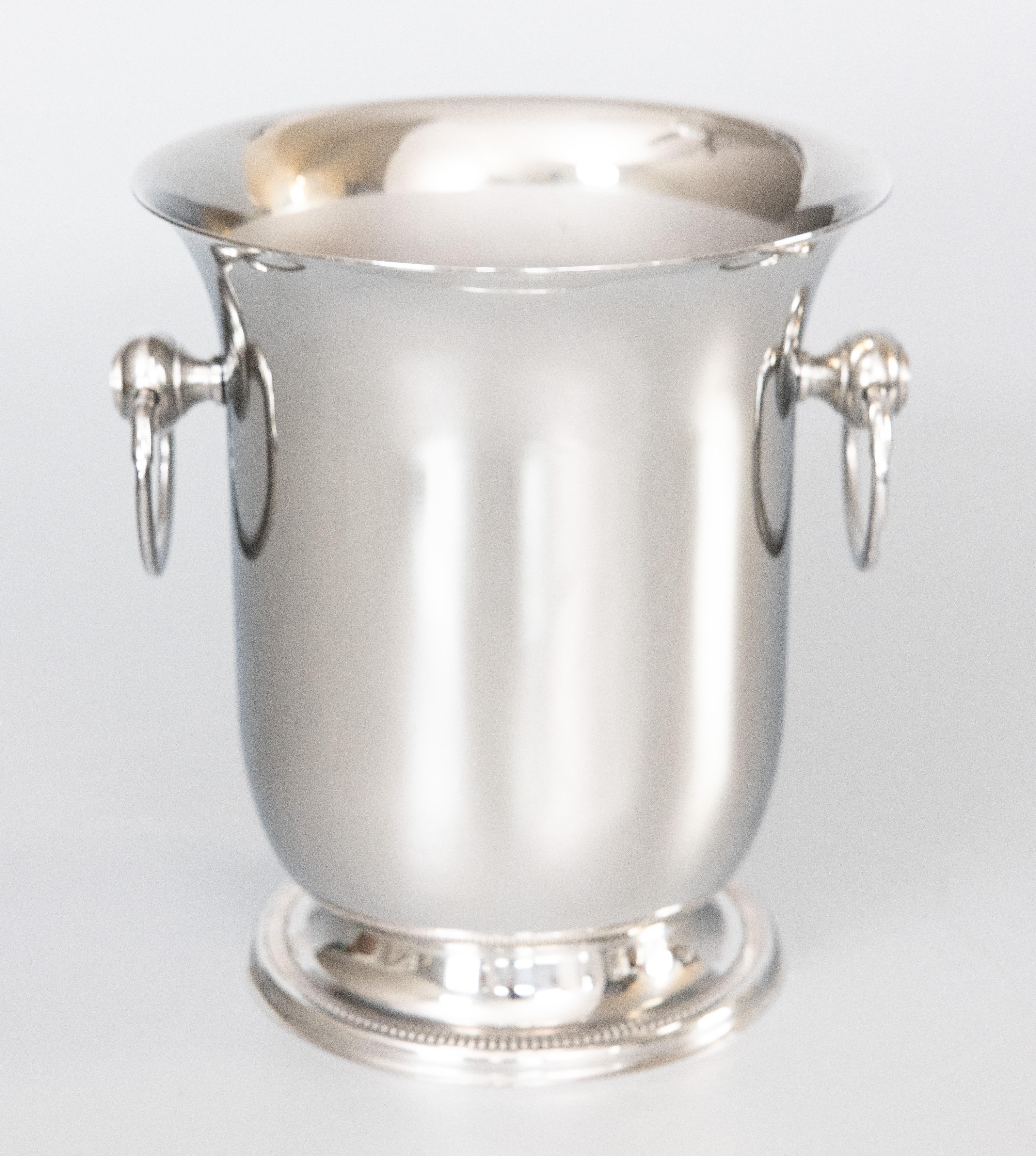 Mid 20th Century French Polished Chrome Champagne Bucket Wine Cooler In Good Condition For Sale In Pearland, TX