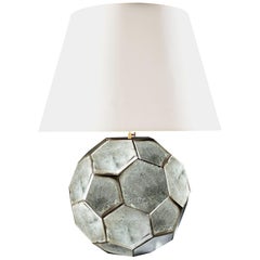 Mid-20th Century French Polygonal Mirrored Table Lamp of Large Scale
