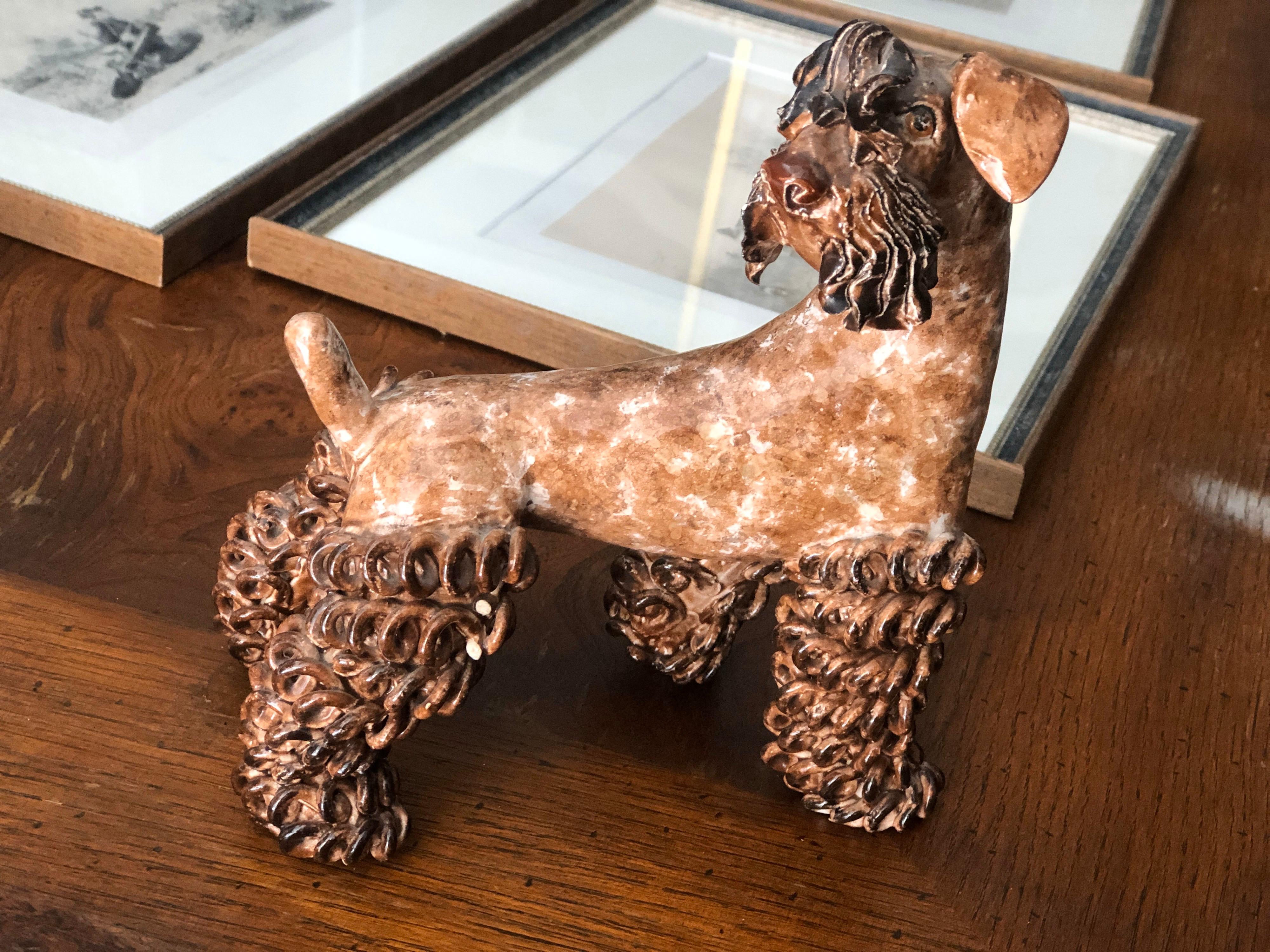 Mid-20th Century French Pottery Sculpture of Zwergschnauzer by Prunet 1