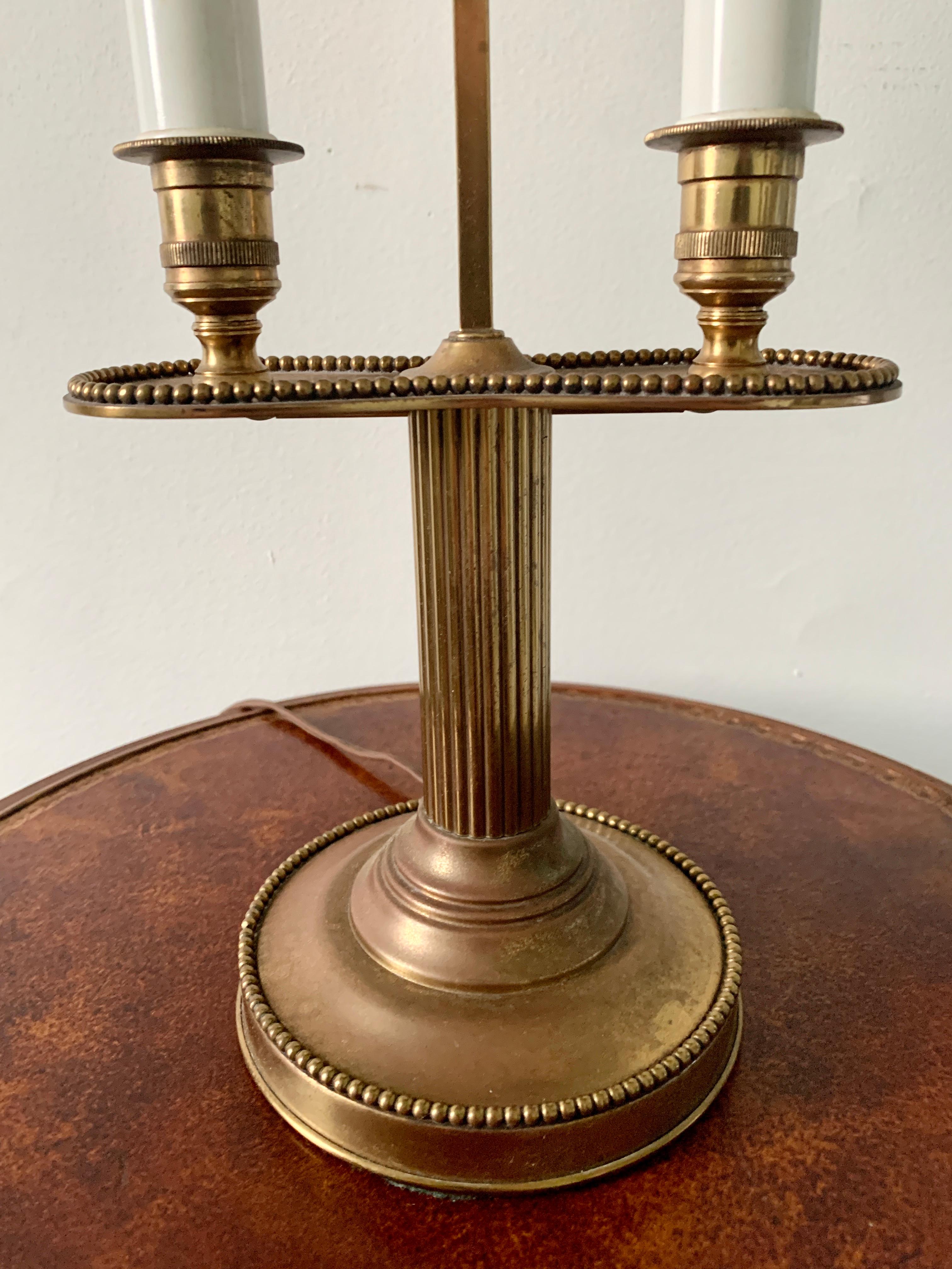 Mid-20th Century French Provincial Solid Brass Bouillotte Lamp by Warren Kessler For Sale 1