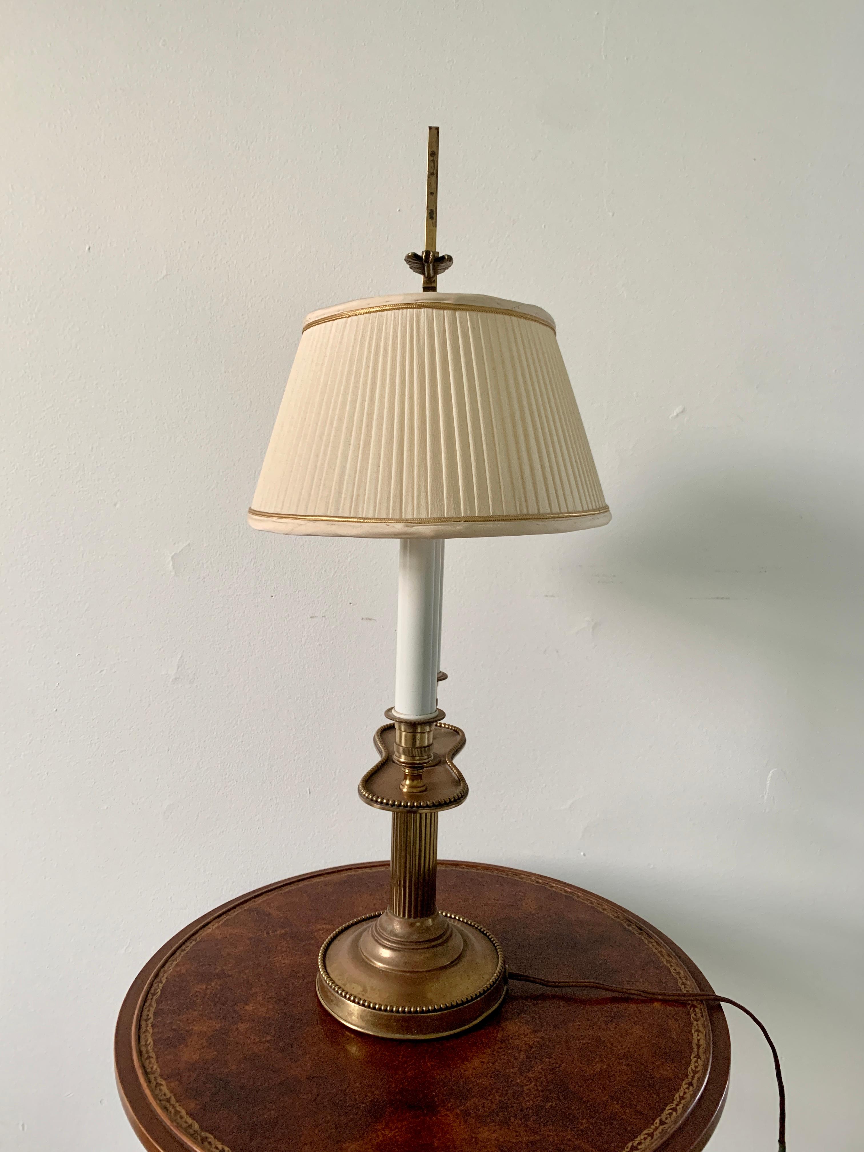 Mid-20th Century French Provincial Solid Brass Bouillotte Lamp by Warren Kessler For Sale 2