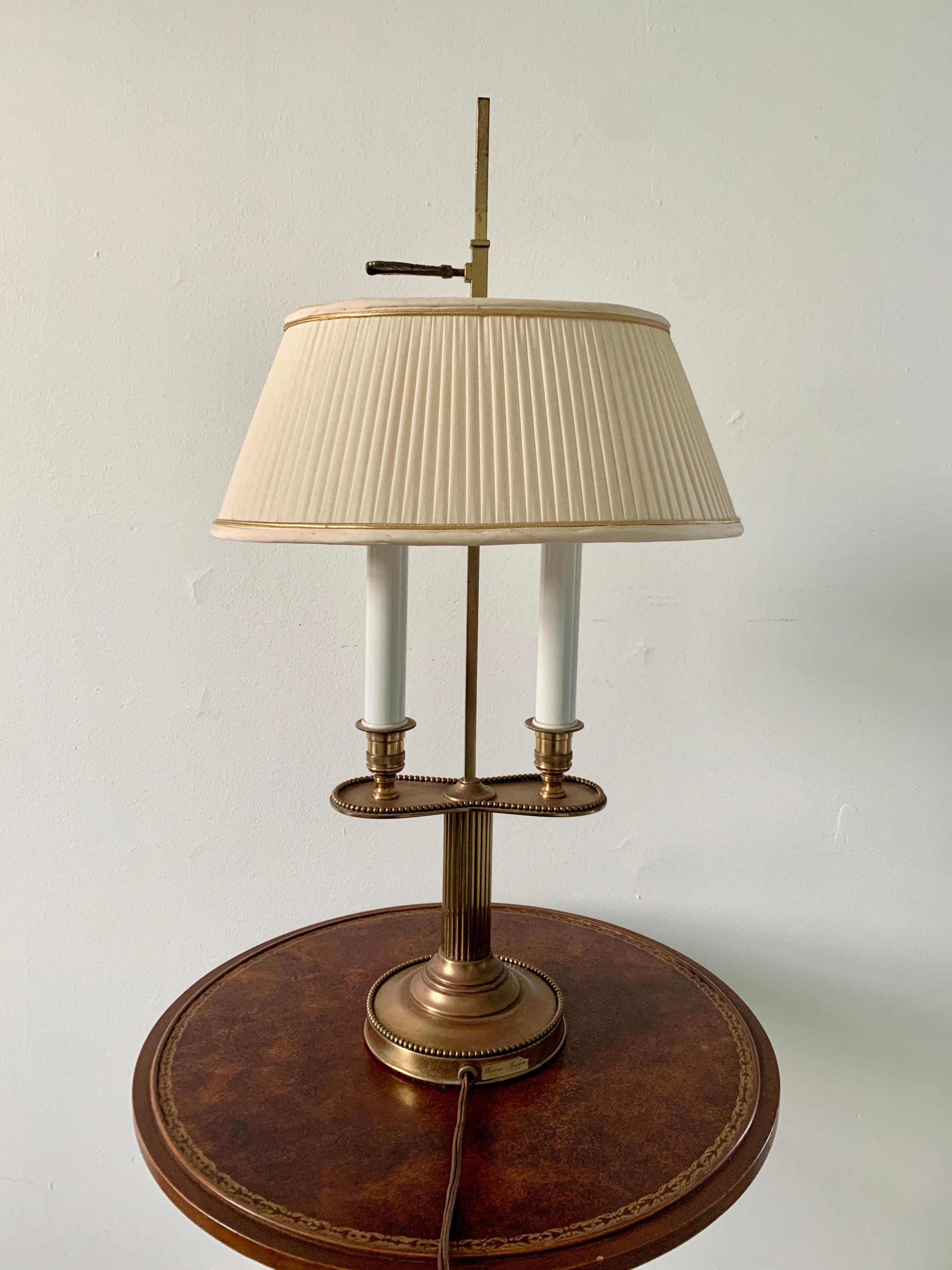 Mid-20th Century French Provincial Solid Brass Bouillotte Lamp by Warren Kessler For Sale 3