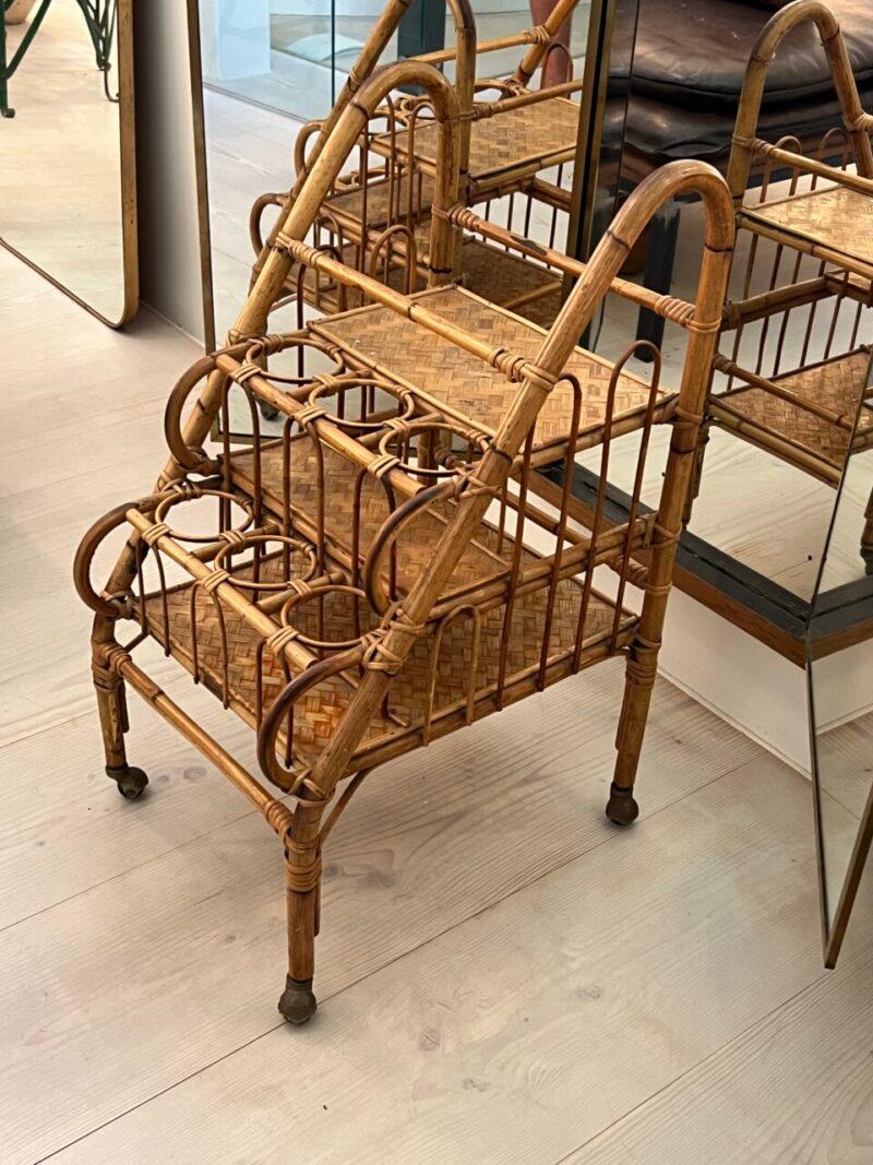 Altro Carrello portabevande in rattan francese della metà del XX secolo in vendita