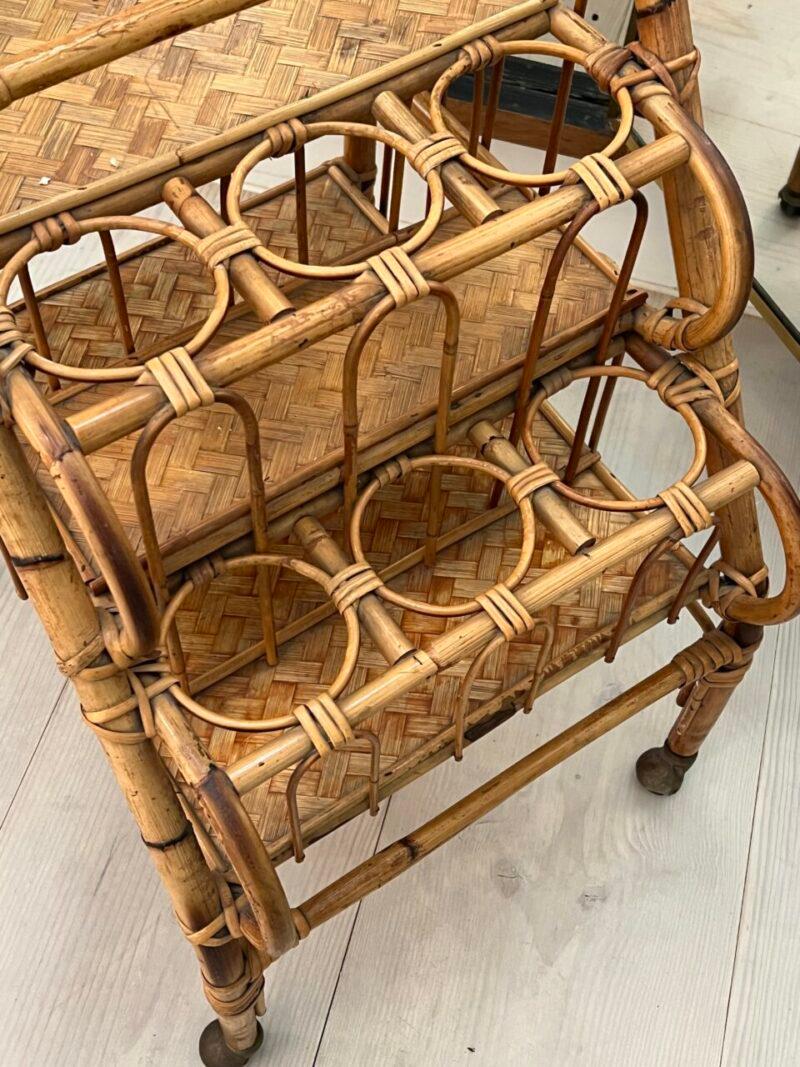 Carrello portabevande in rattan francese della metà del XX secolo In condizioni buone in vendita a Copenhagen K, DK