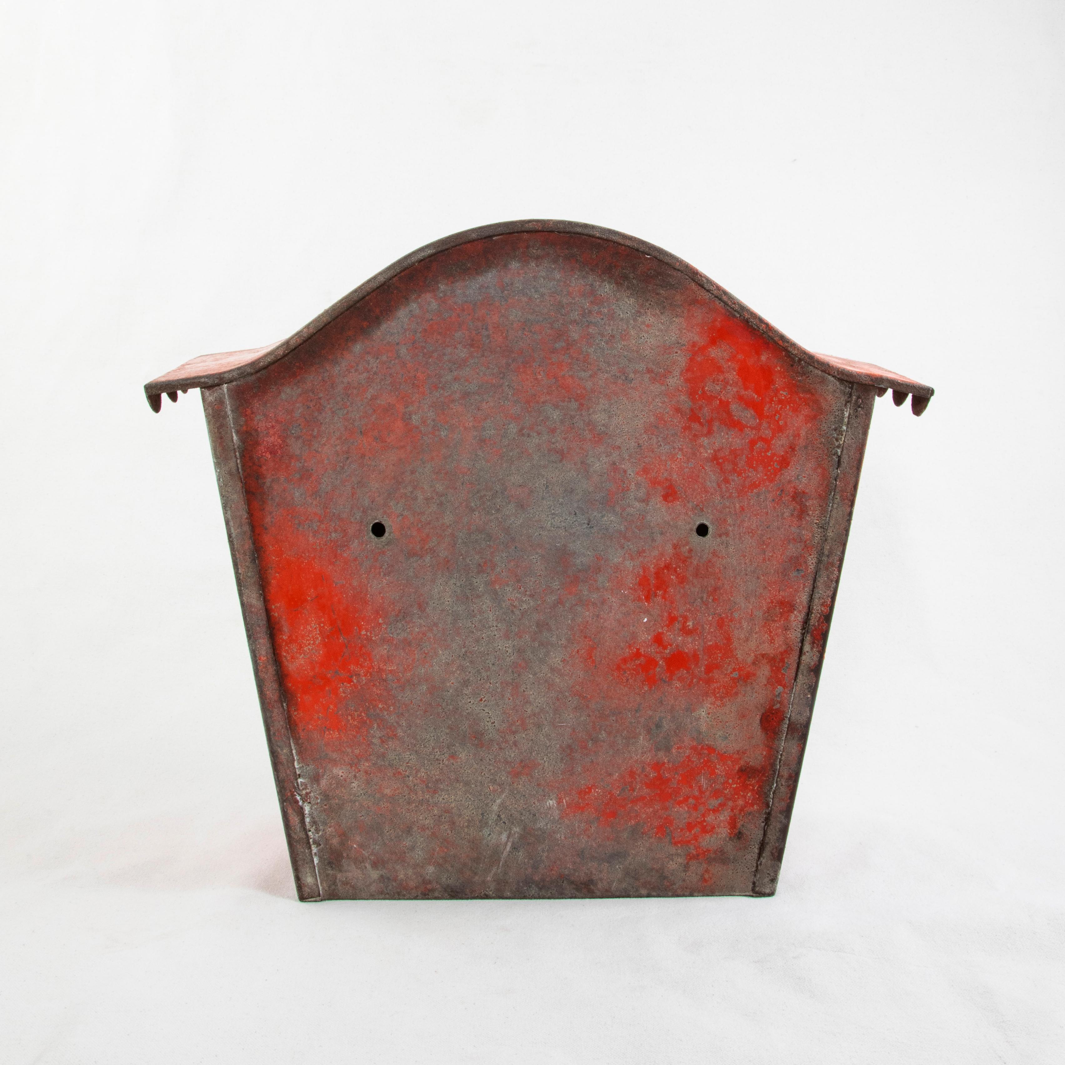 Mid-20th Century French Red Metal Mailbox with Lock and Key In Good Condition In Fayetteville, AR