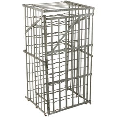 Vintage Mid-20th Century French Riveted Iron Wine Cage for 100 Bottles